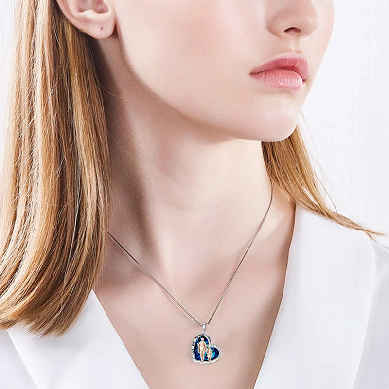 Pre-sale>>Father and Daughter Necklace Blue Heart Crystal Necklace