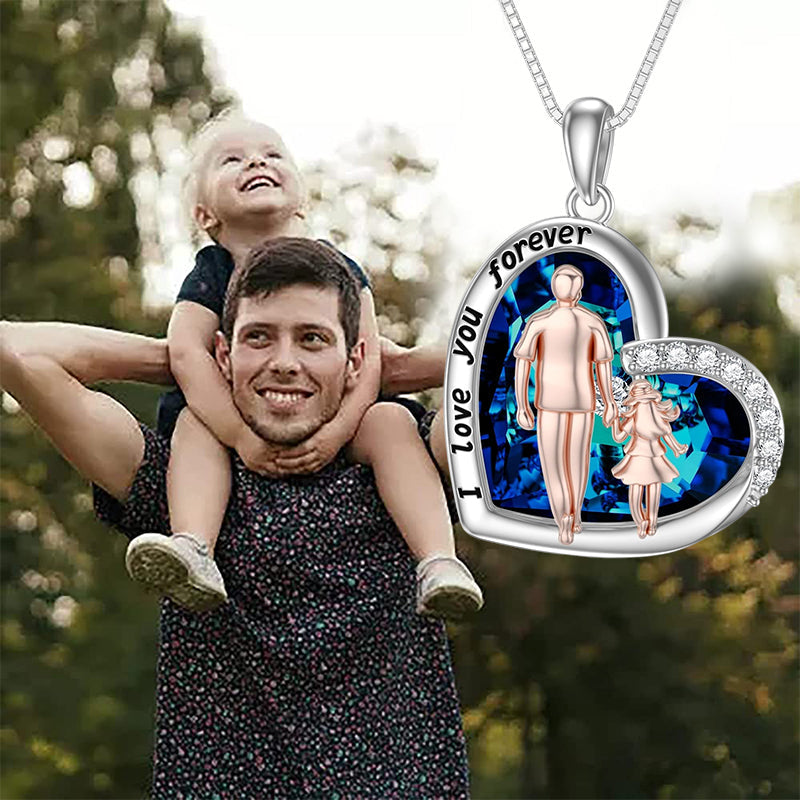 Pre-sale>>Father and Daughter Necklace Blue Heart Crystal Necklace