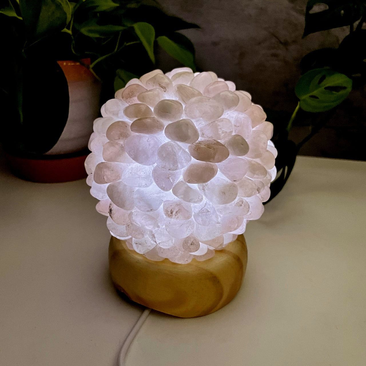 Tumbled Stone Lights - Light Wood Base - You Choose Stone (RK1)