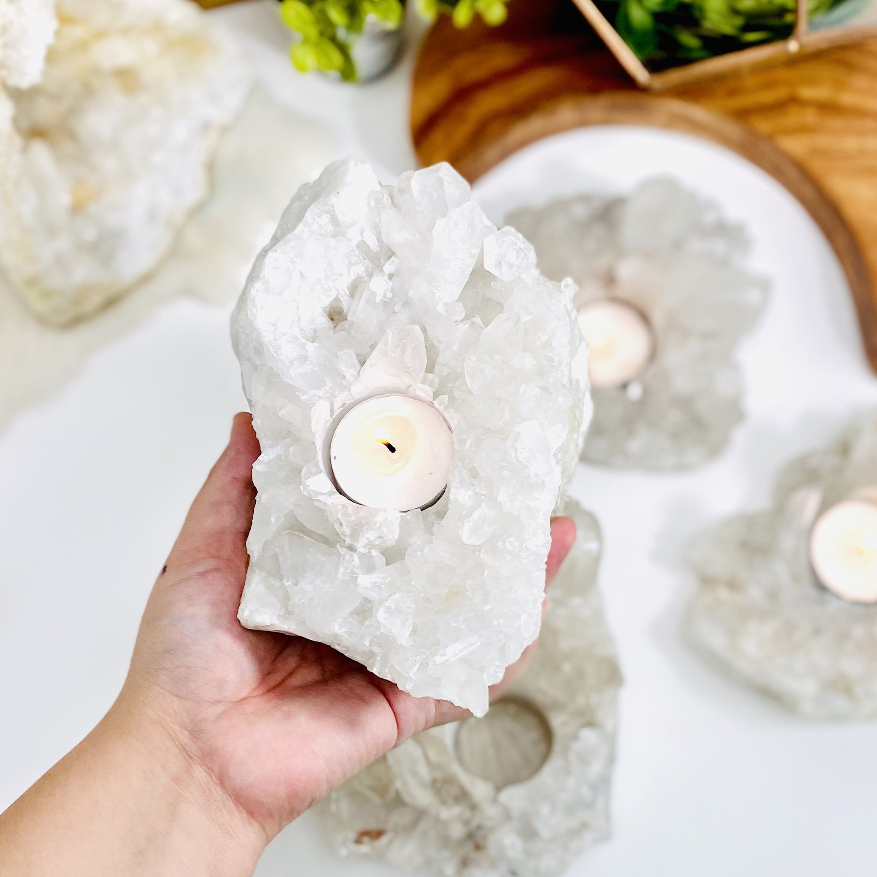 Crystal Quartz Cluster Candle Holder (RK2-28)