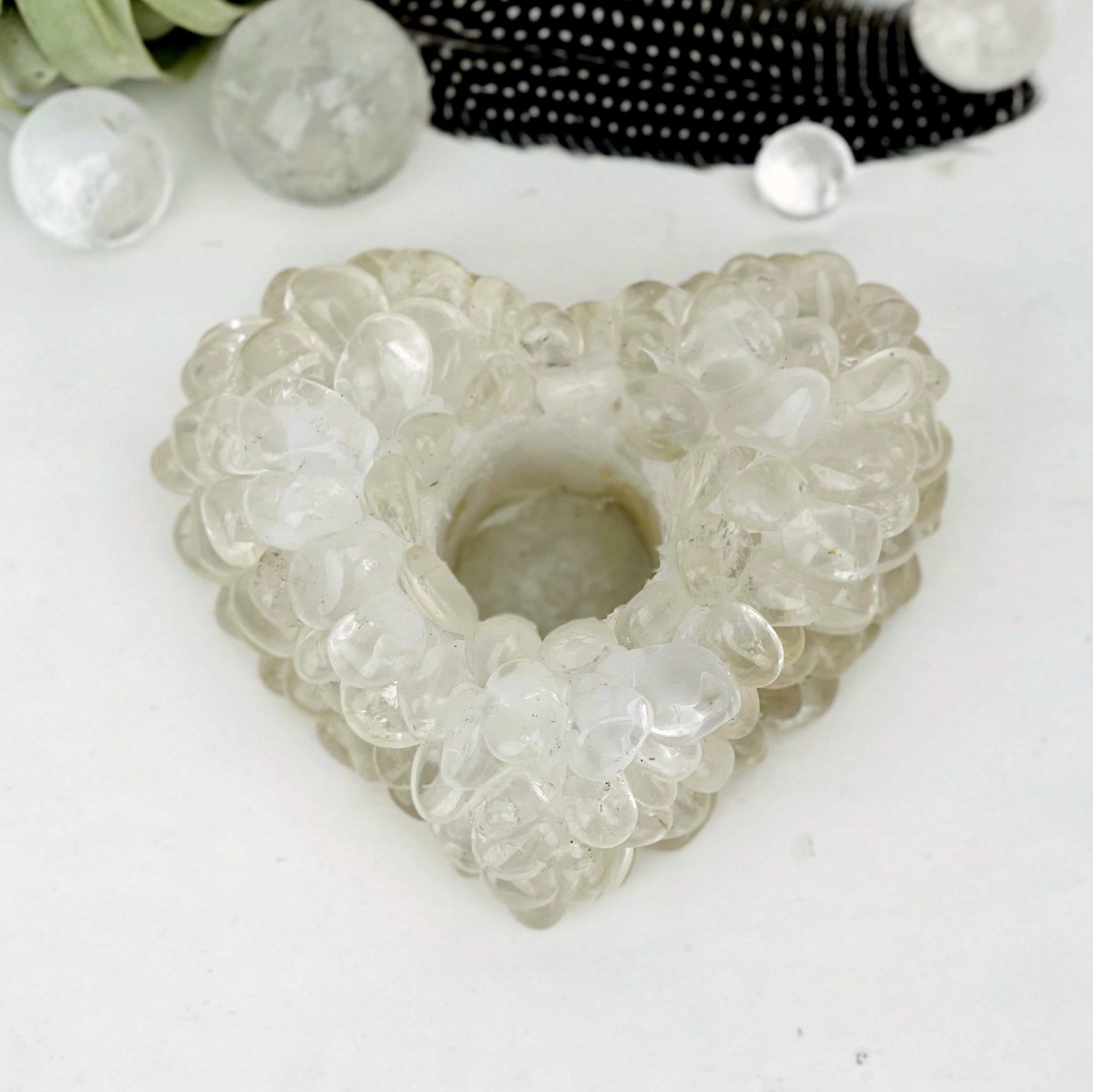 Heart Candle Holder Tumbled Stones - (RK6A)