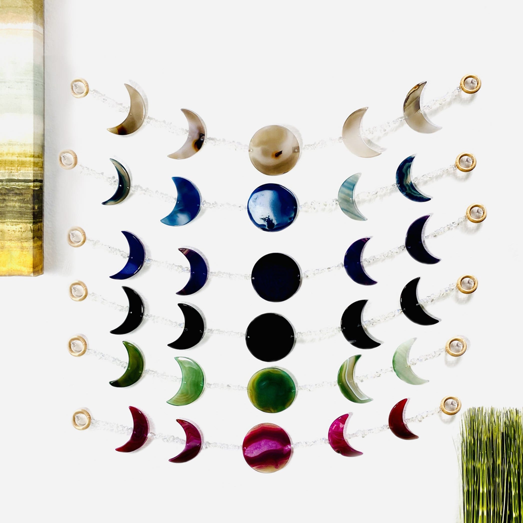 Agate Moon Phase Horizontal Wall Hangings