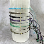 Gemstone Bracelet - Adjustable Cord with Gold Plated over Sterling Silver Beads