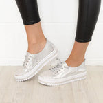 SILVER LEATHER SNEAKERS