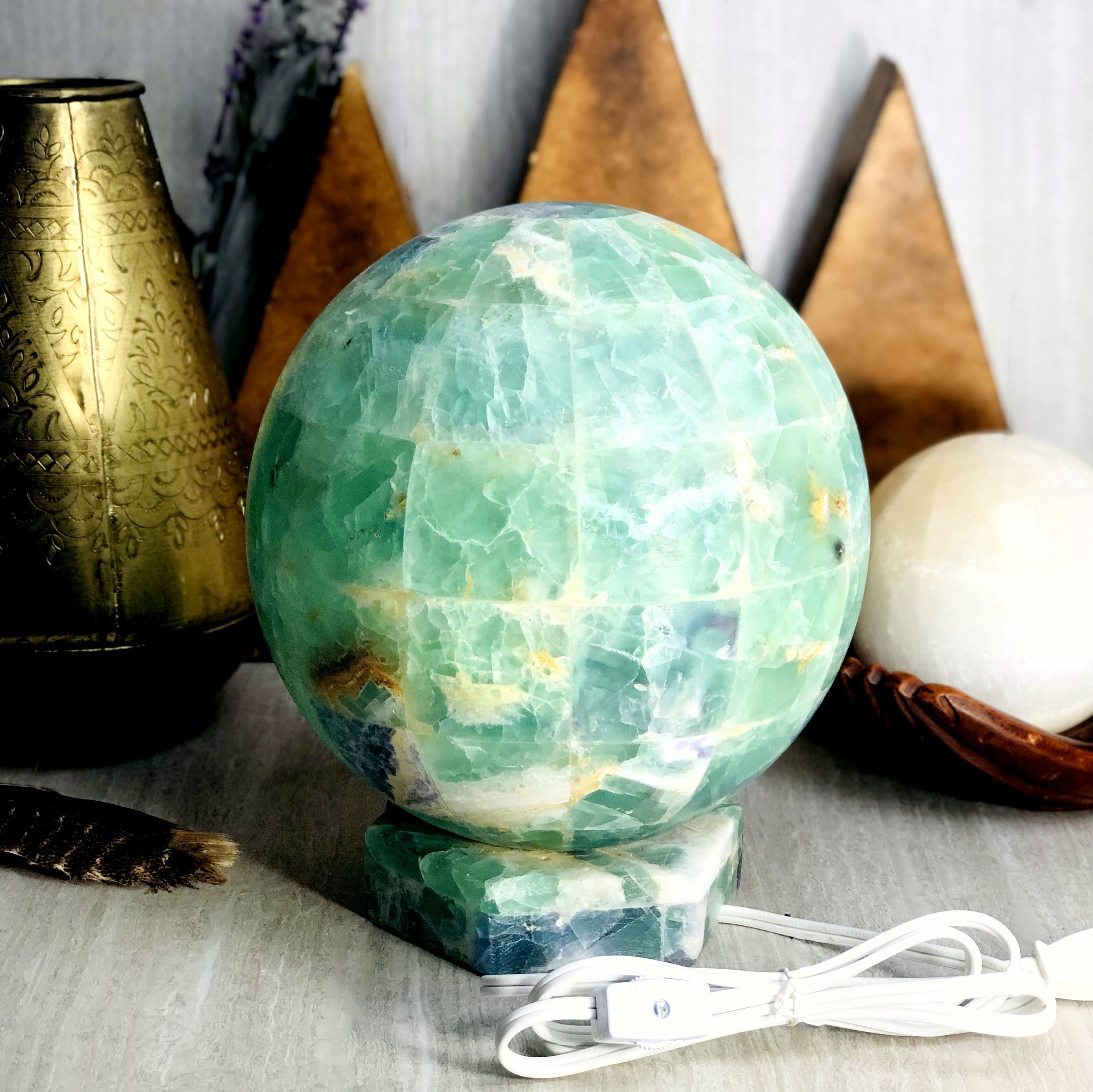 Rainbow Fluorite Sphere Lamps - Small