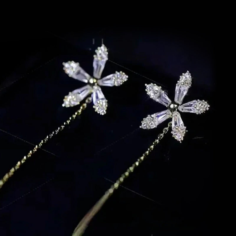 Shiny Fringe Flower Earrings