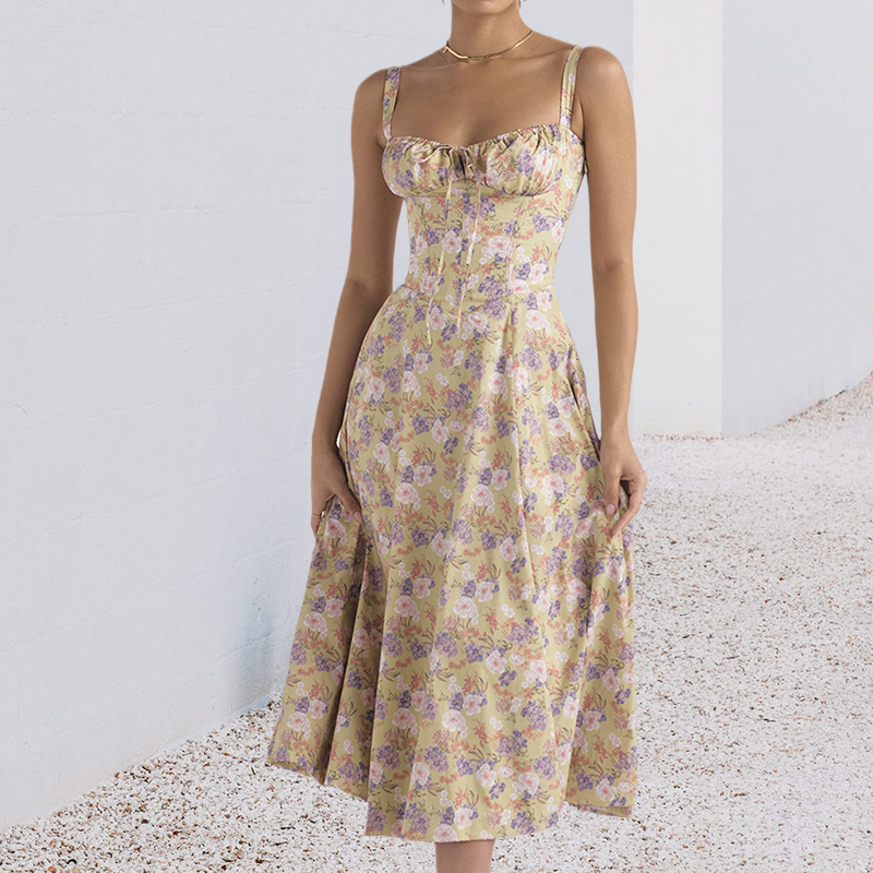 Carmen Print Bustier Sundress