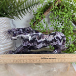 Chevron Amethyst Jaguar Statue - Carved Crystal Wildcat - OOAK