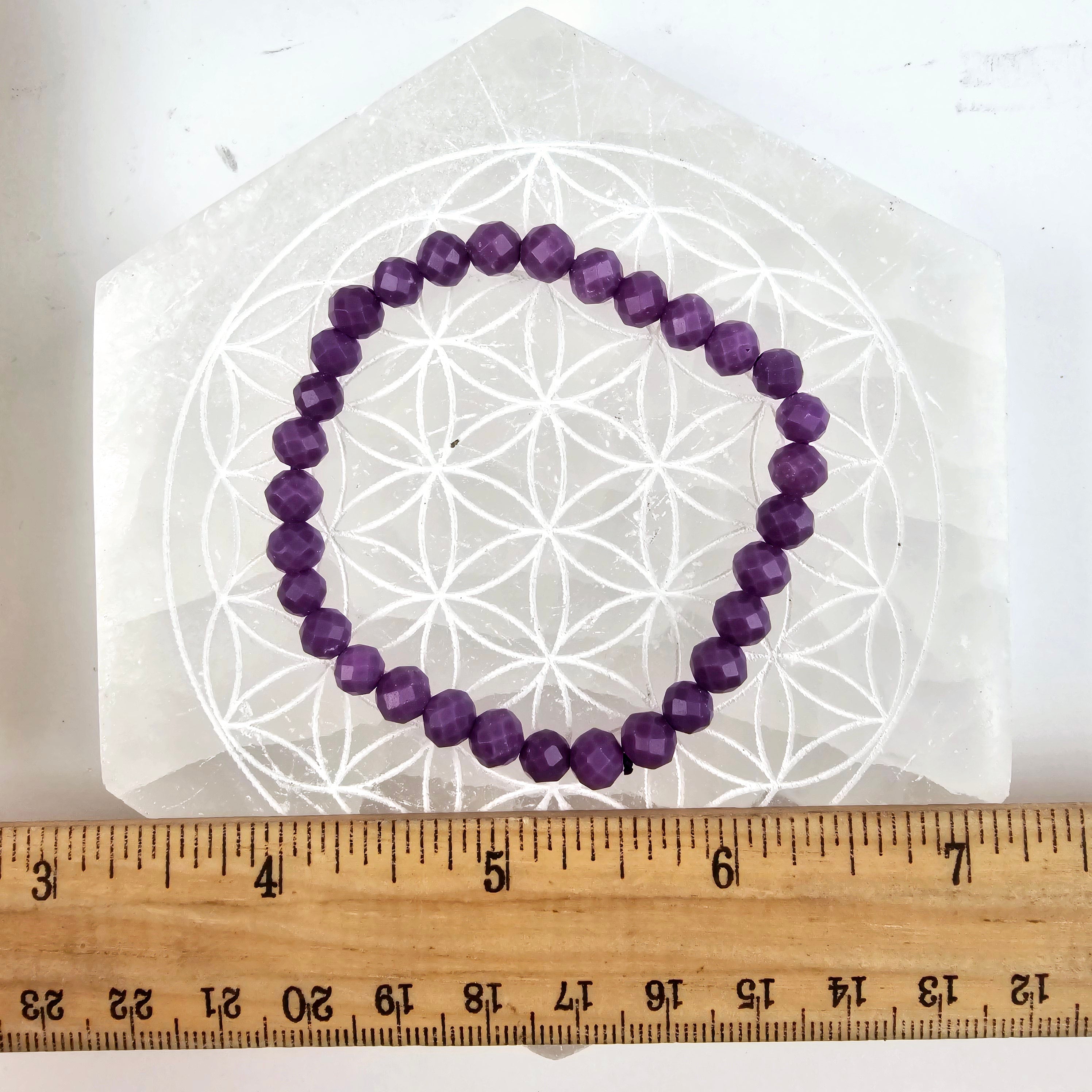 Phosphosiderite Faceted Round Bead Bracelet - 6mm