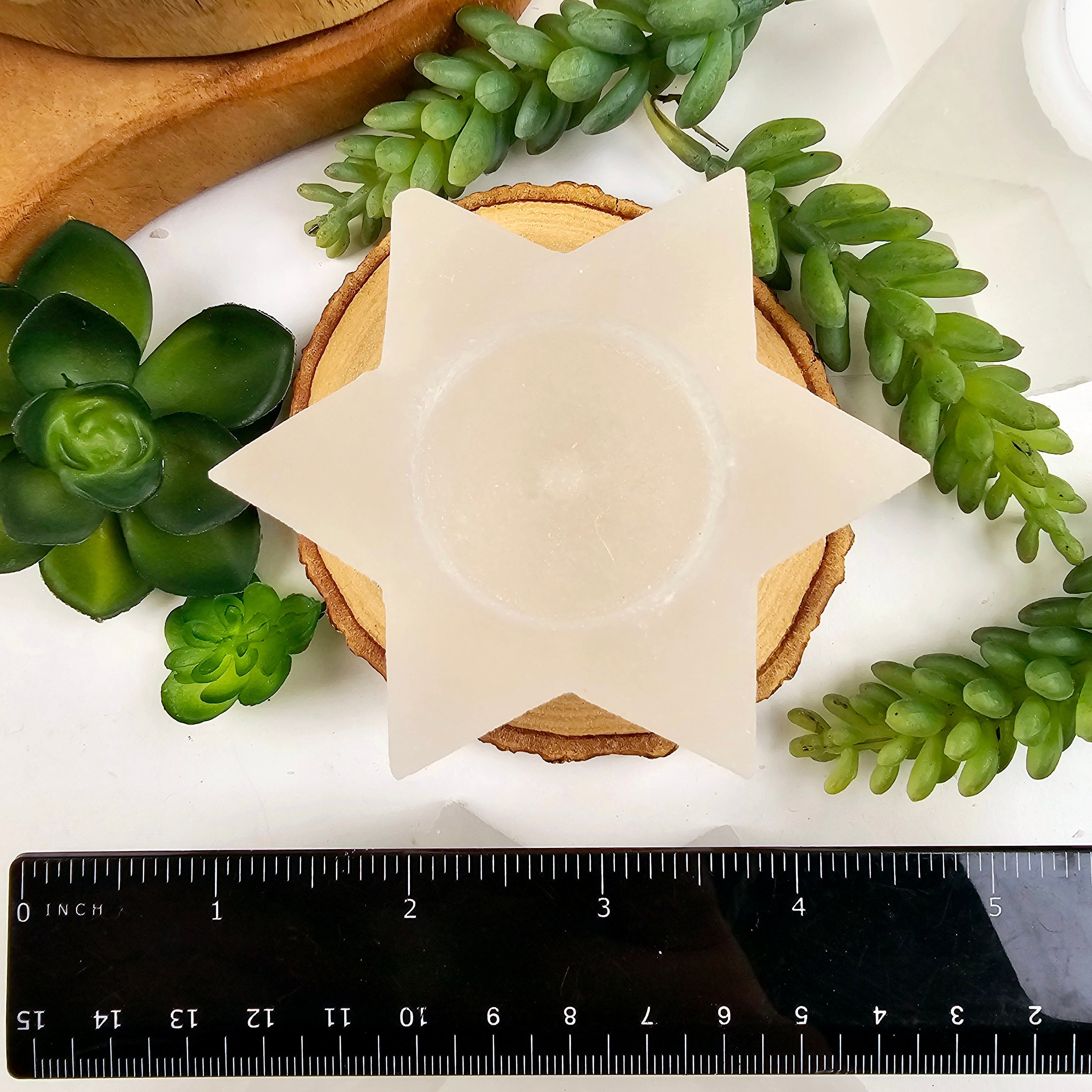 Selenite Six-Pointed Star Candle Holder Small size