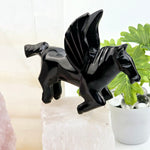 Black Onyx Pegasus - Carved Crystal Winged Horse - One-of-a-Kind