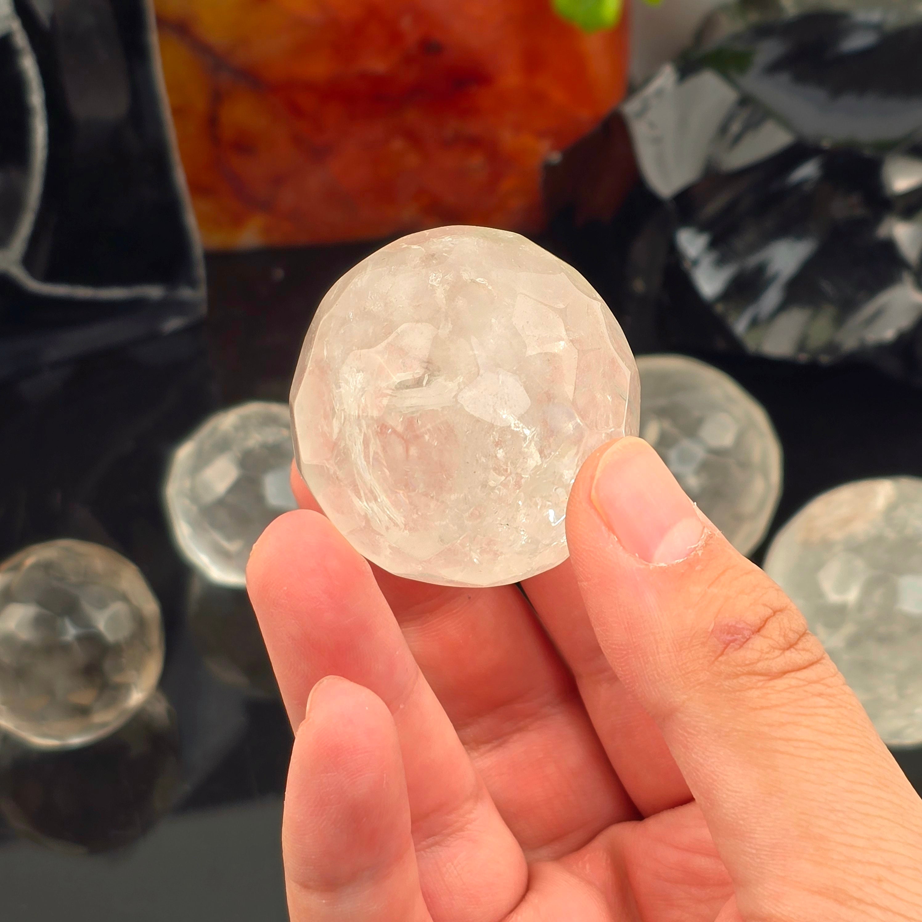 Crystal Quartz Round Faceted Sphere - You Choose