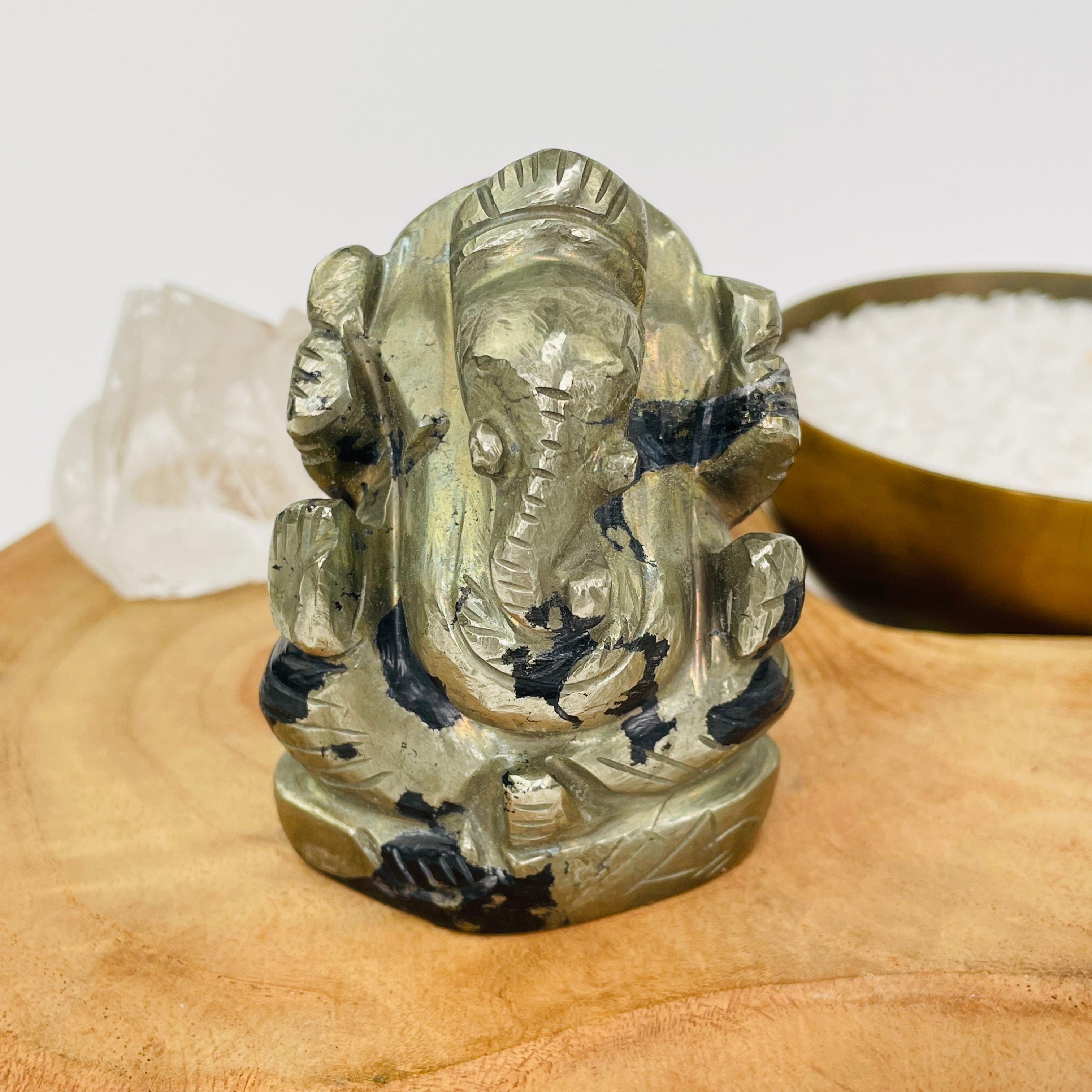 Pyrite Elephant Ganesha Carving - You Choose -