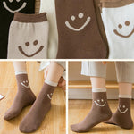 Lovely Smile Face Cotton Socks, 5 pairs