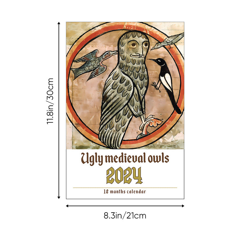 Weird Medieval Owl Calendar 2024