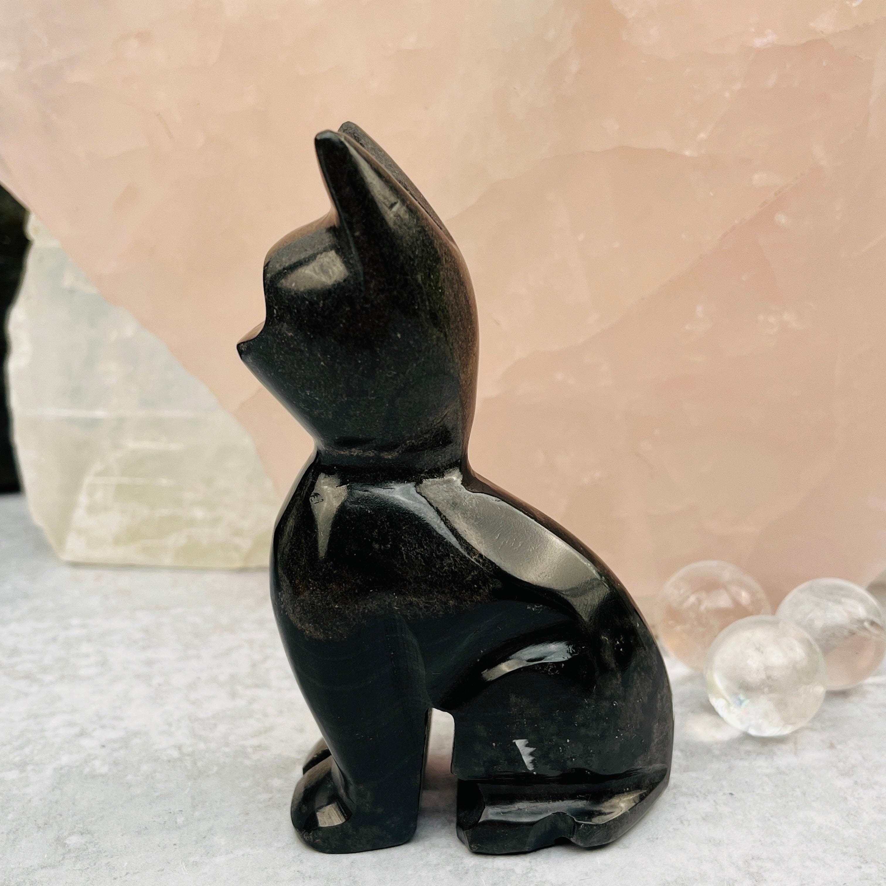 Black Onyx Cat- Polished Stone Kitty - Halloween (LBS0-S2-B3)