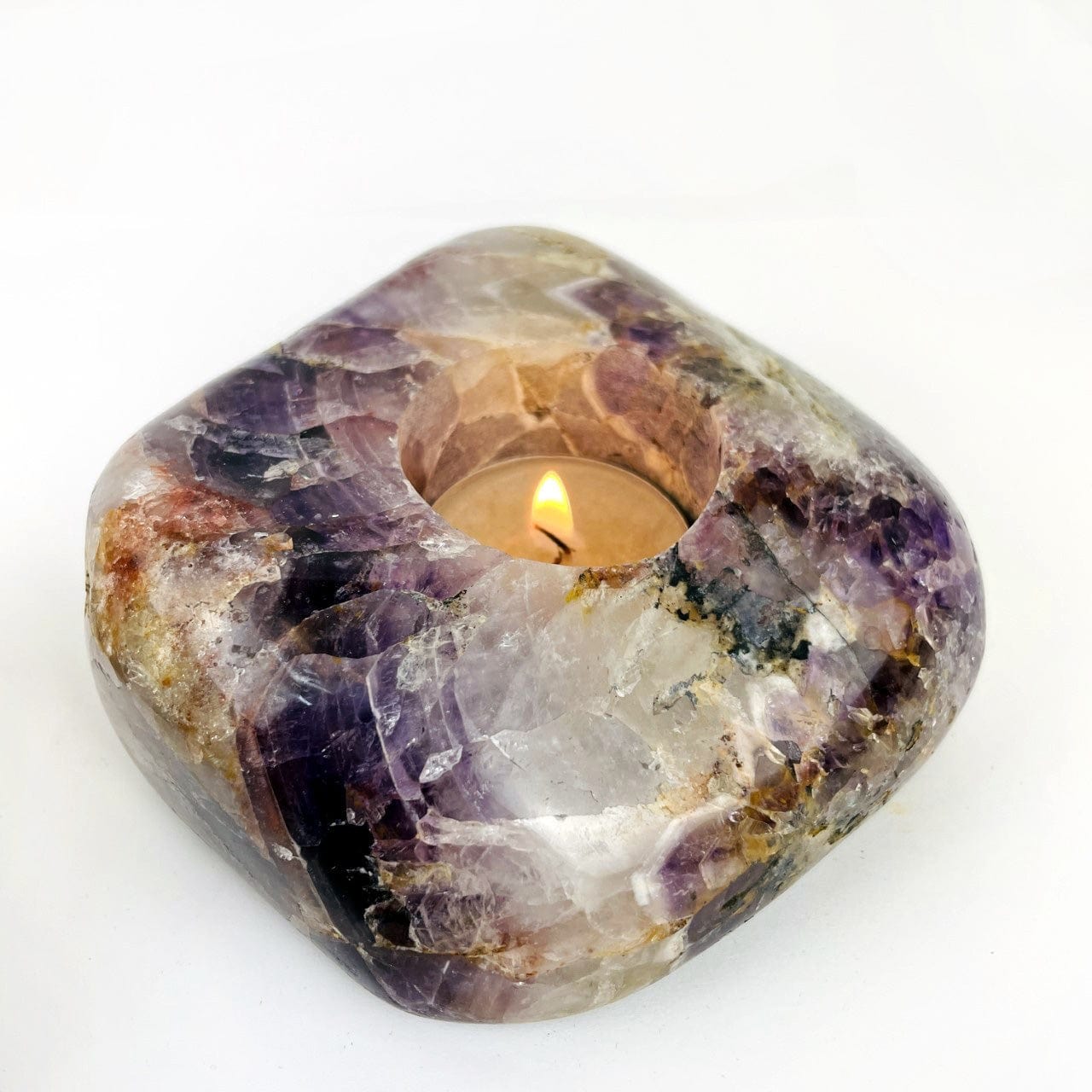 Chevron Amethyst Polished Candle Holder - Freeform Shapes (RK2-26)