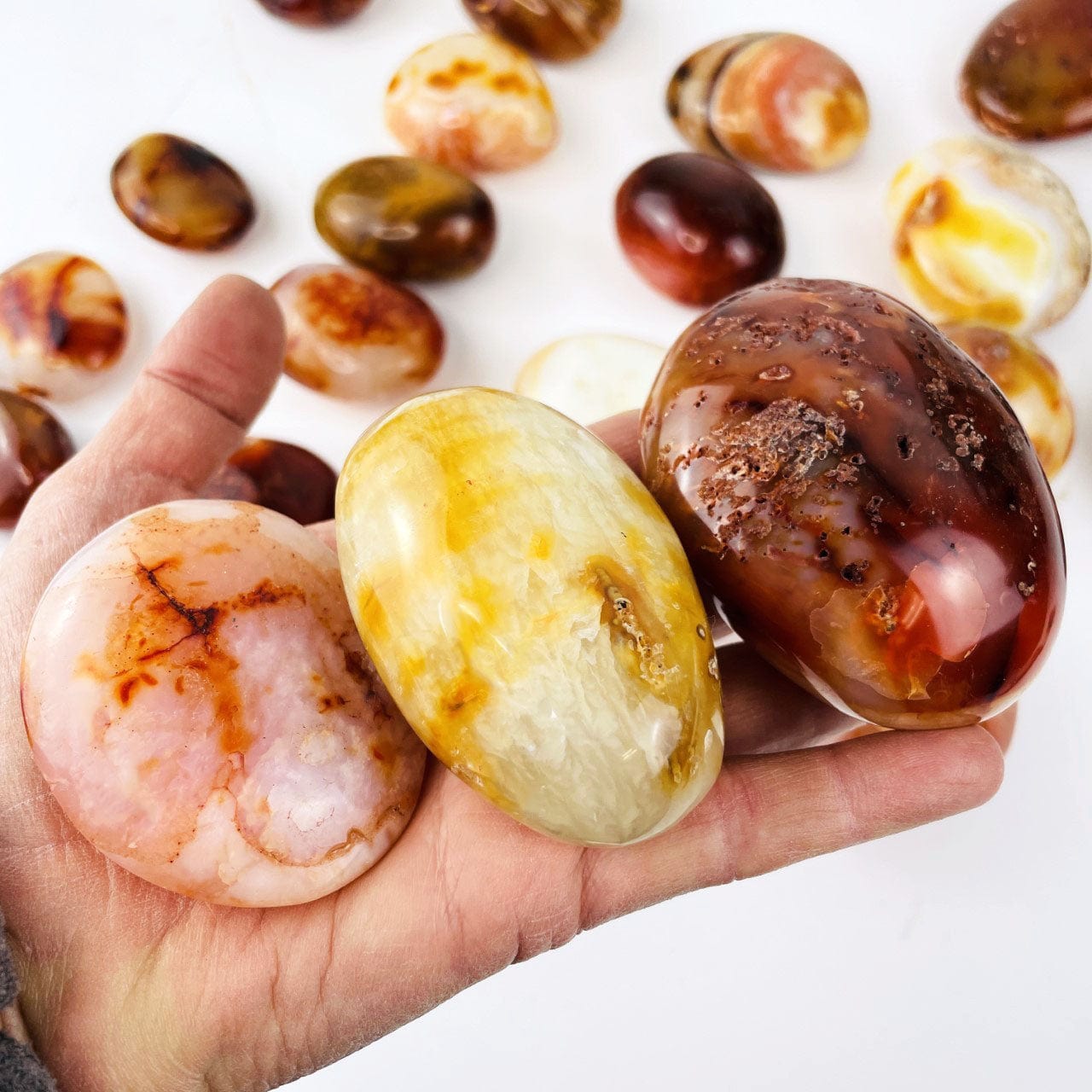 Carnelian Agate Tumbled Stone - Palm Stones