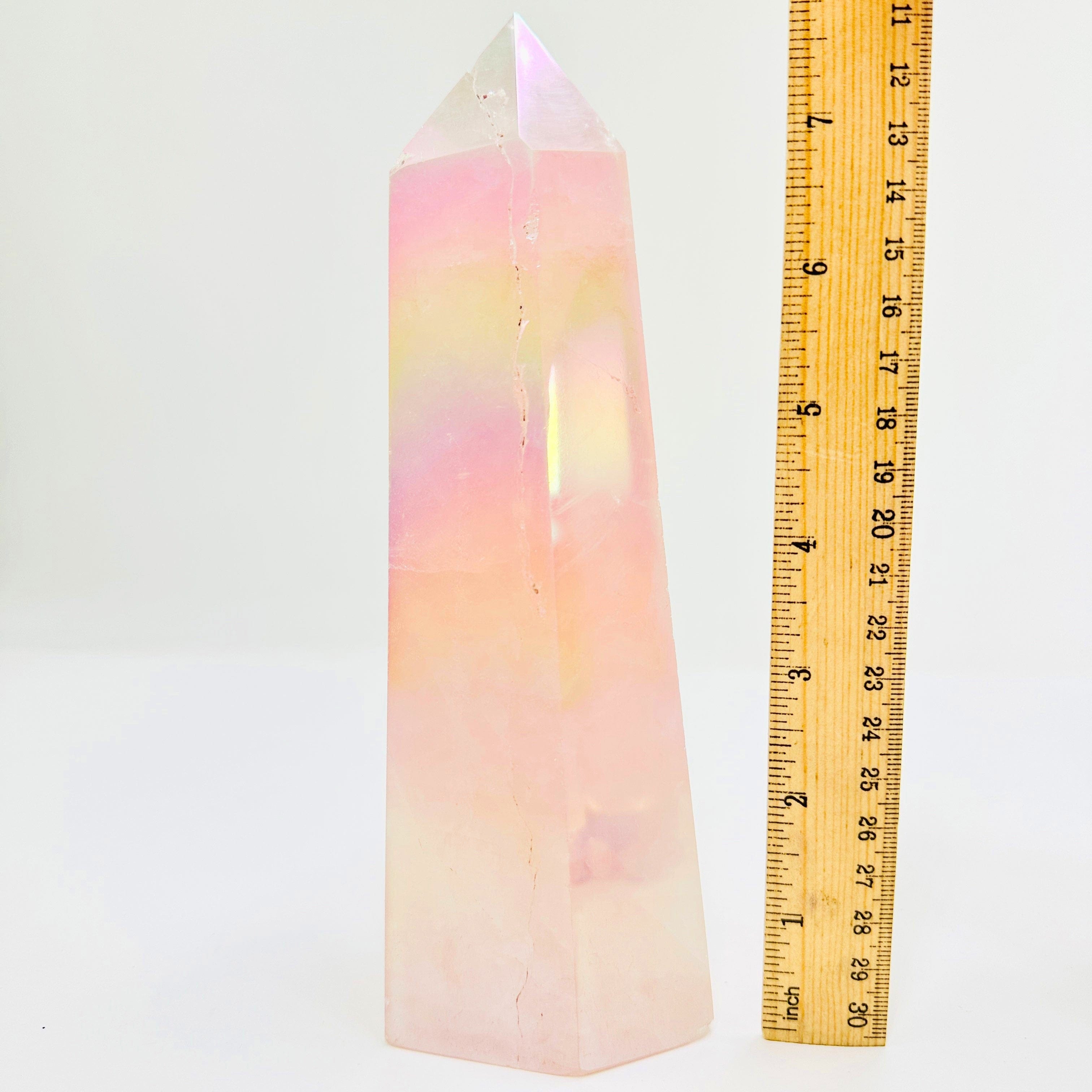 Angel Aura Rose Quartz Obelisk Polished Point Crystal