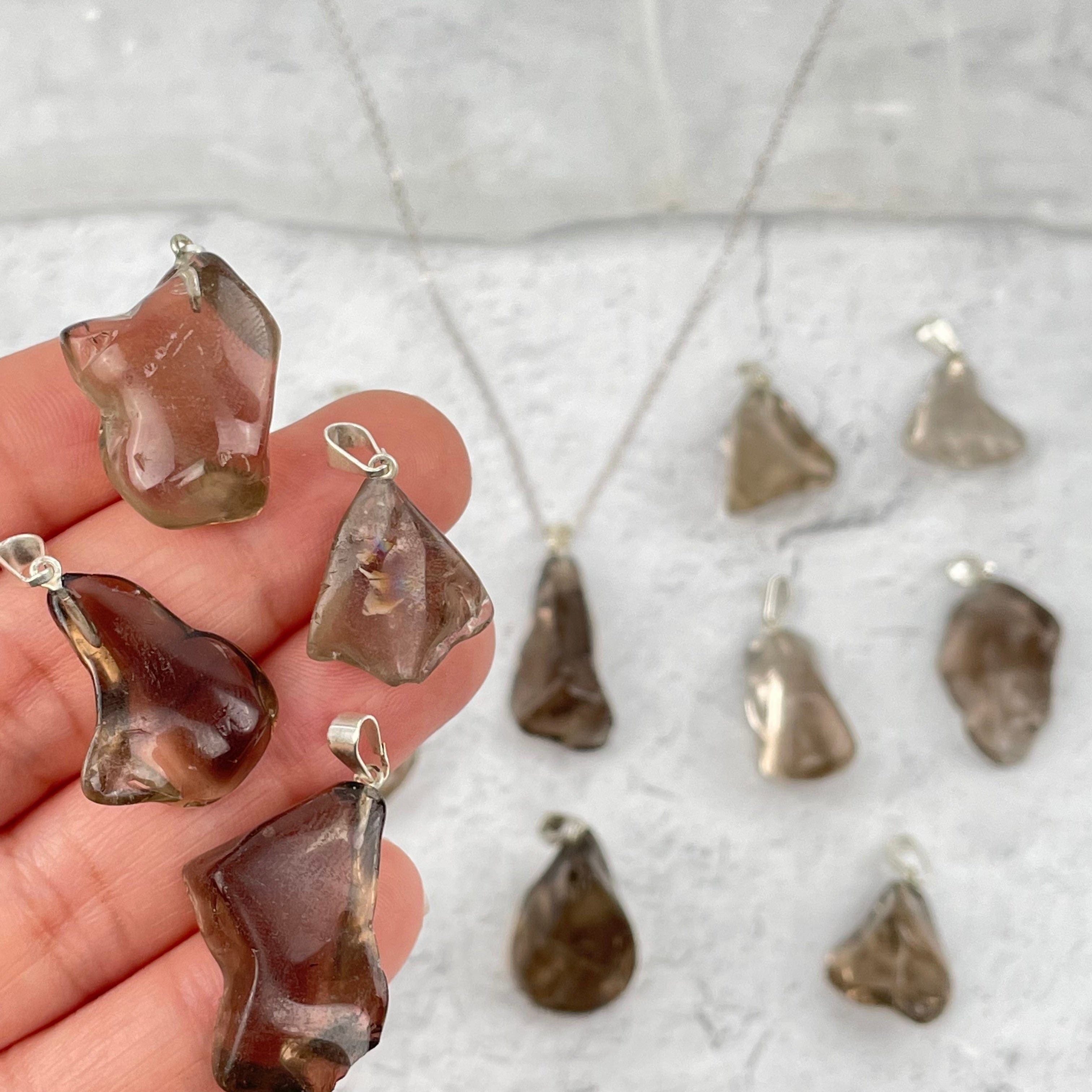 Smoky Quartz Tumbled Pendants