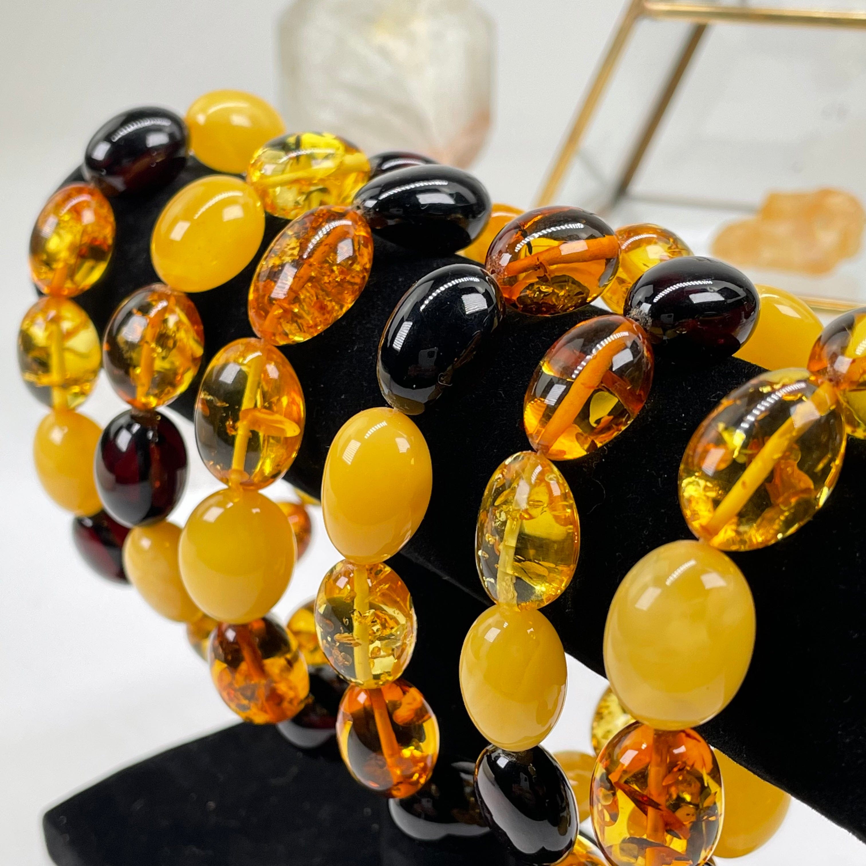 Oval Bead Amber Bracelets - Baltic Amber -