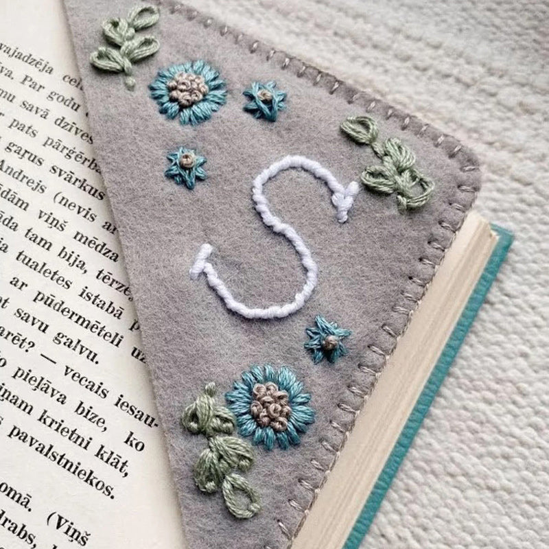 Personalized Hand Embroidered Corner Bookmark