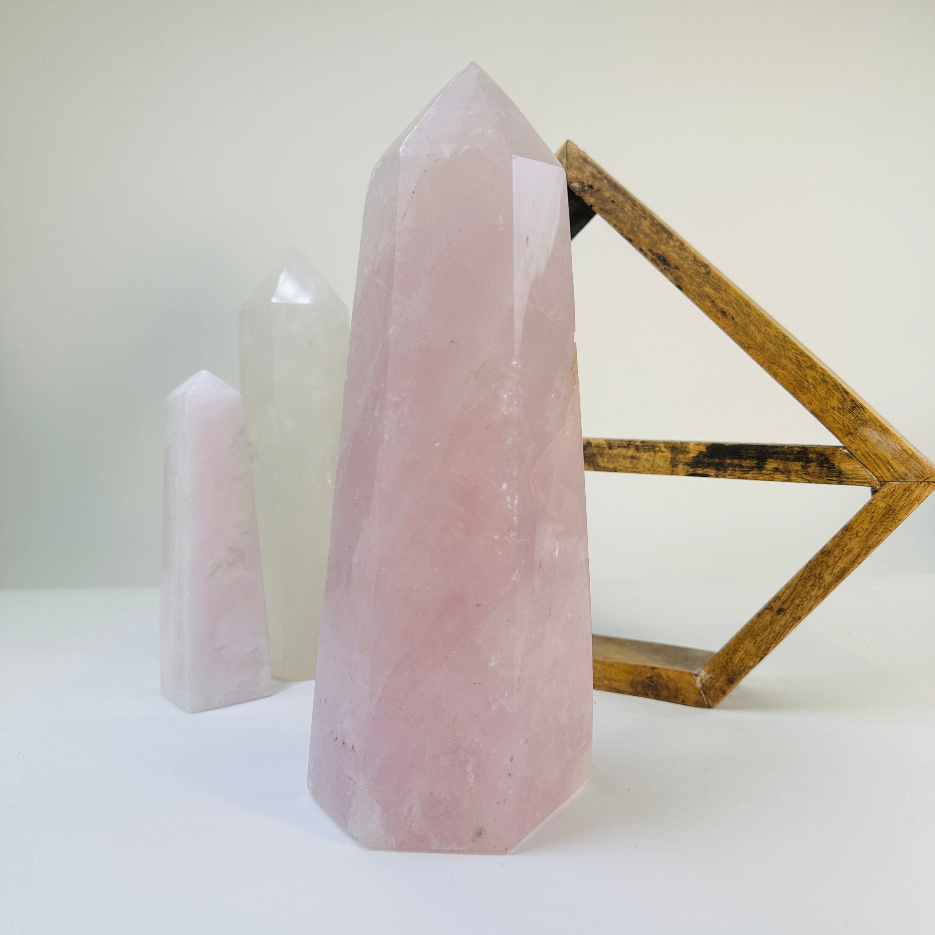 Large Rose Quartz Polished Crystal Tower OOAK