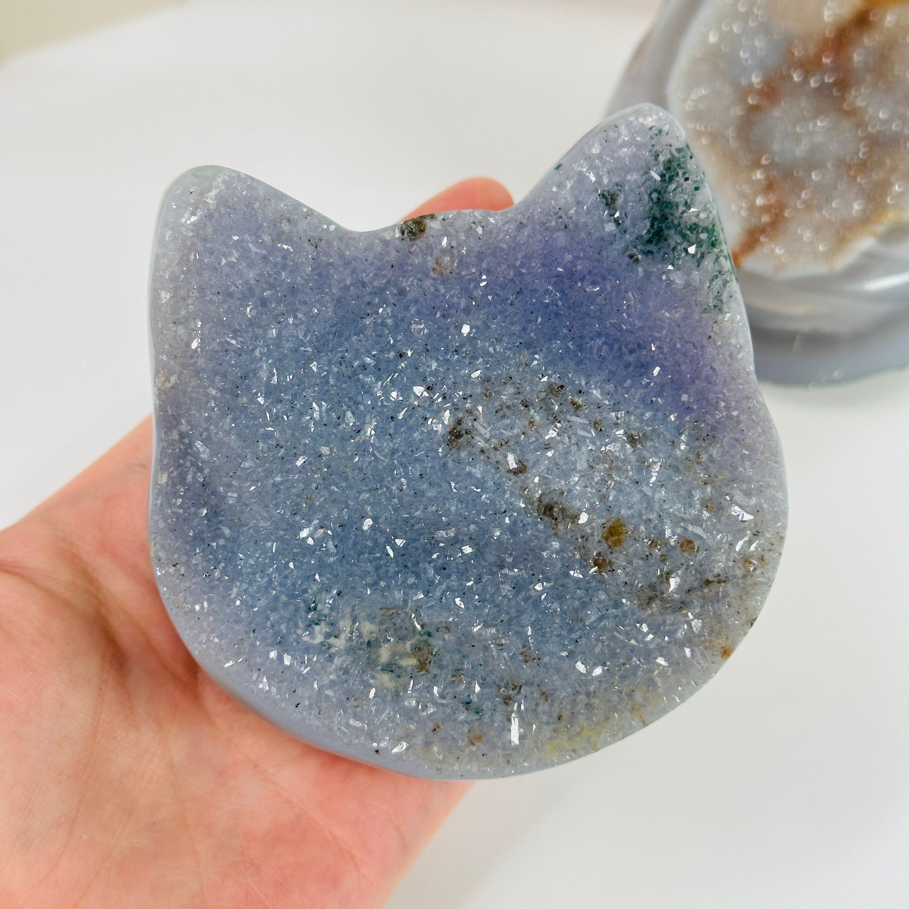 Agate Druzy Crystal Cat Head YOU CHOOSE