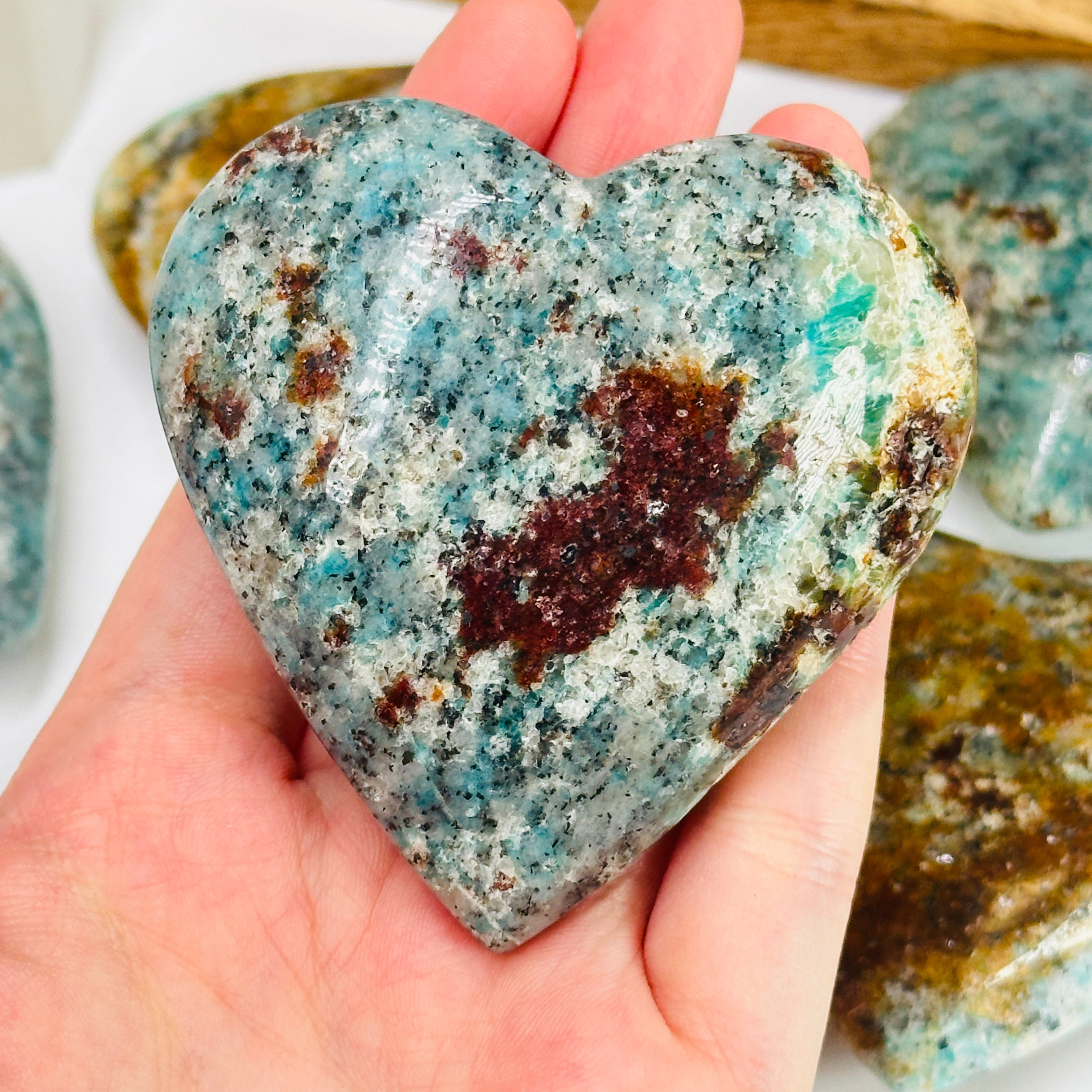 Amazonite Polished Crystal Heart YOU CHOOSE