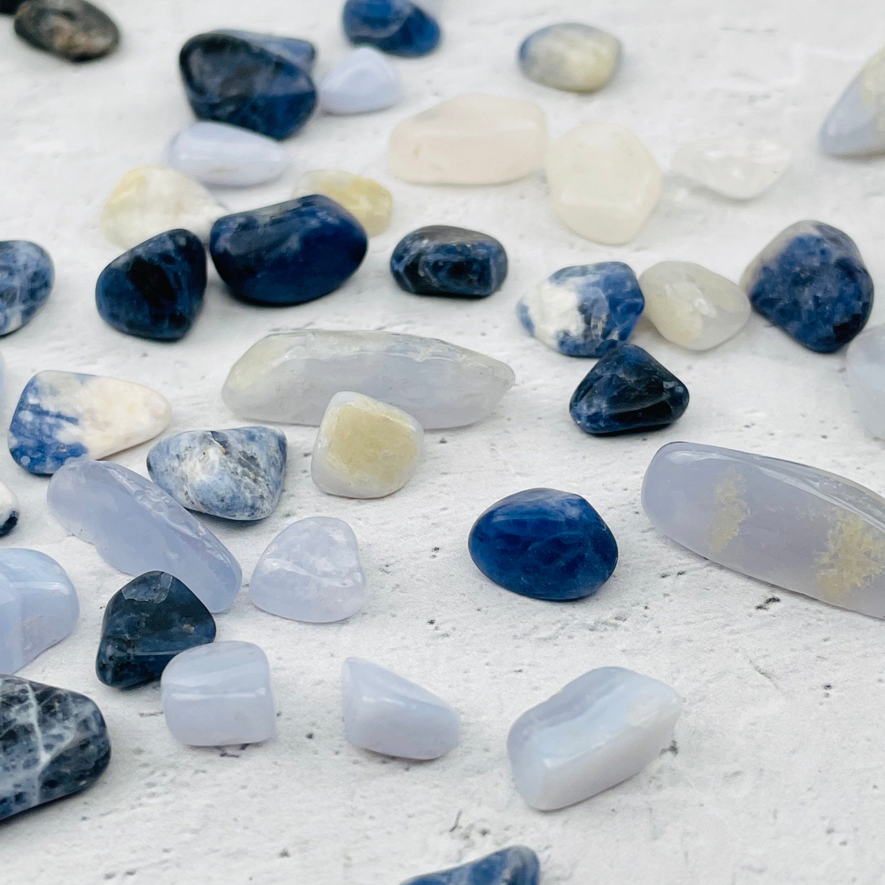 Mixed Blue Stones - 1 pound bag of Sodalite and Blue Lace Agate