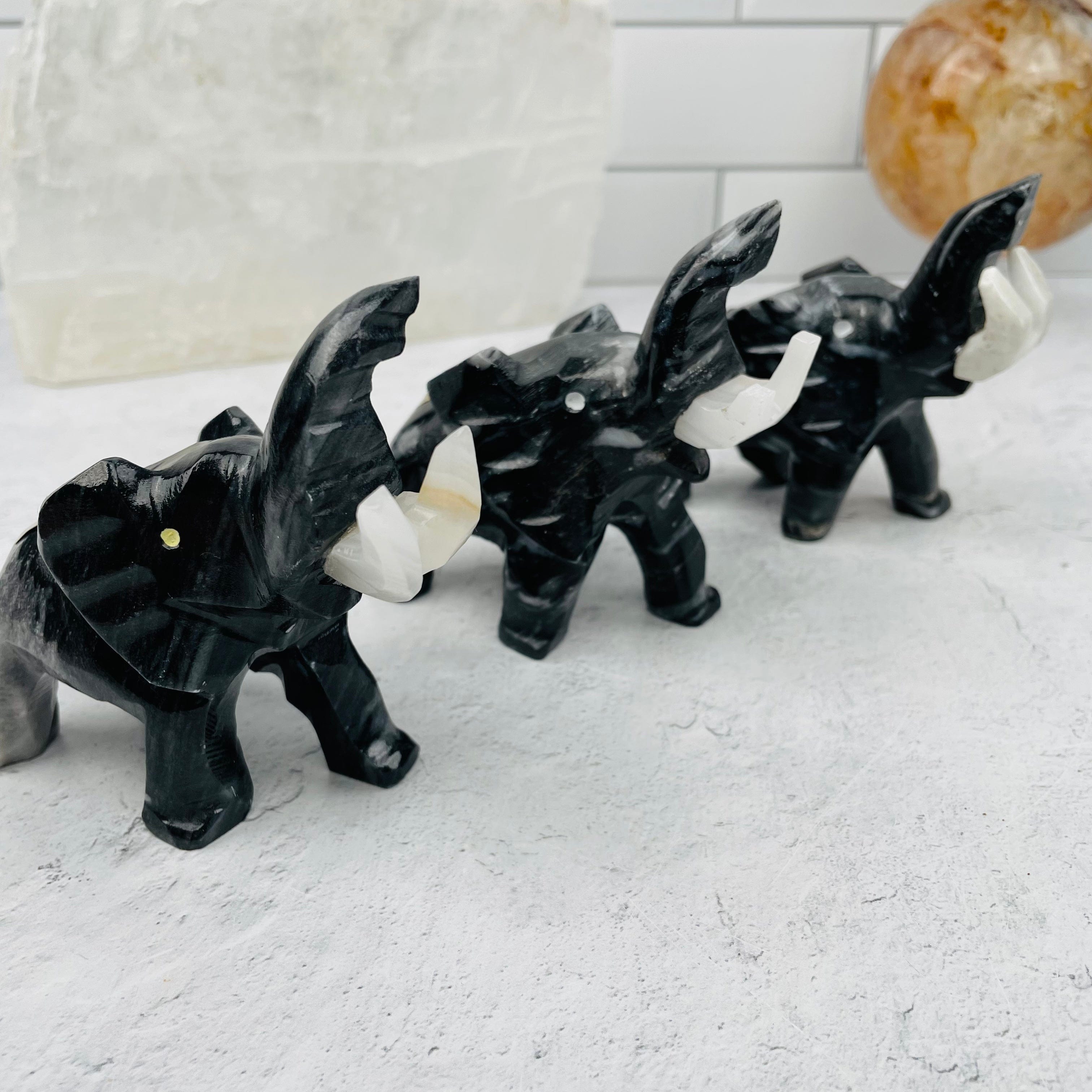 Mexican Black Onyx Elephants - You Get All - AS IS