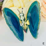 Agate Slice Crystal Butterfly - Dyed Blue Agate - You Choose