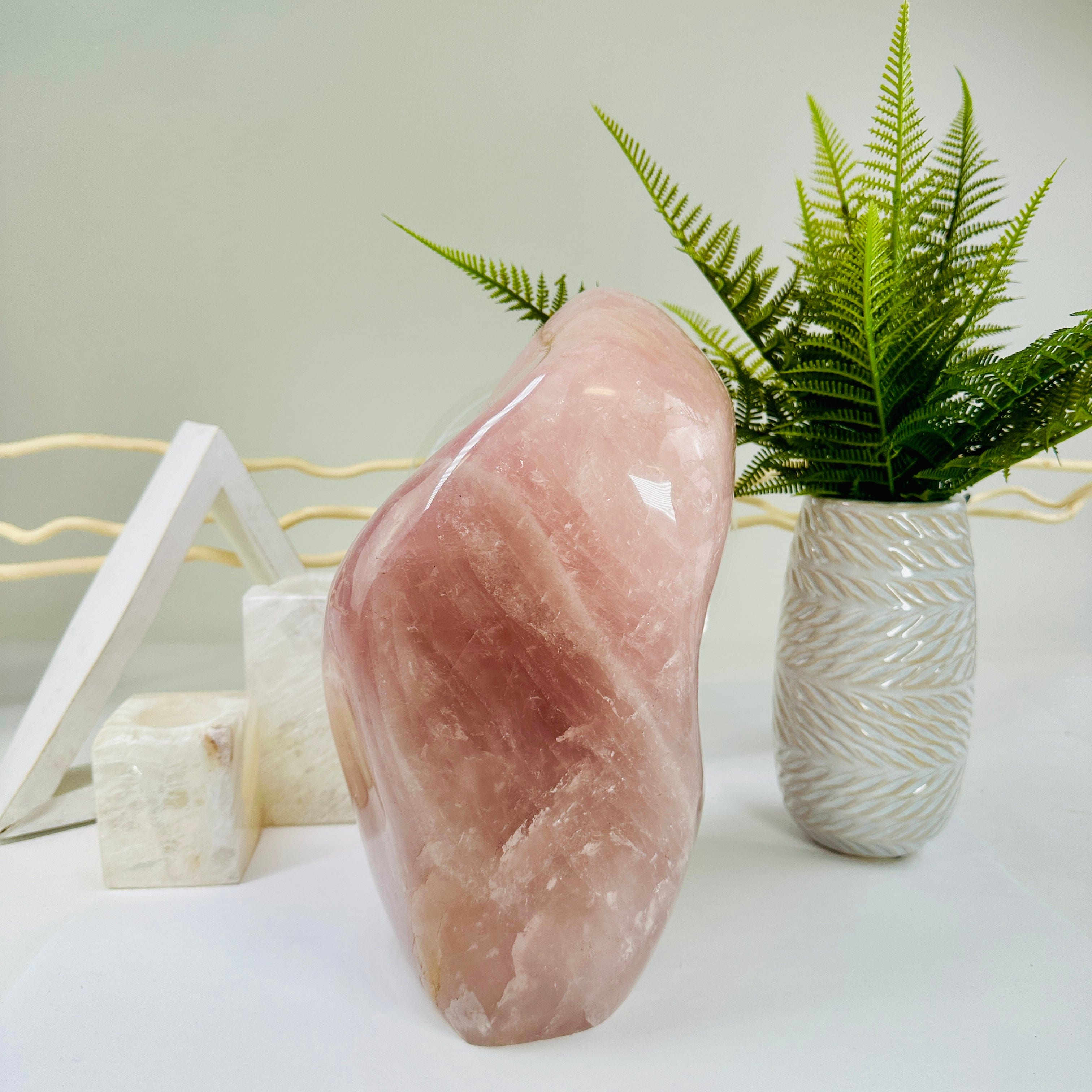 Extra Large Rose Quartz Freeform Cut Base Crystal