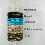 Gemstone Crystal Bracelets - 6mm Polished Bead with Gold Accent