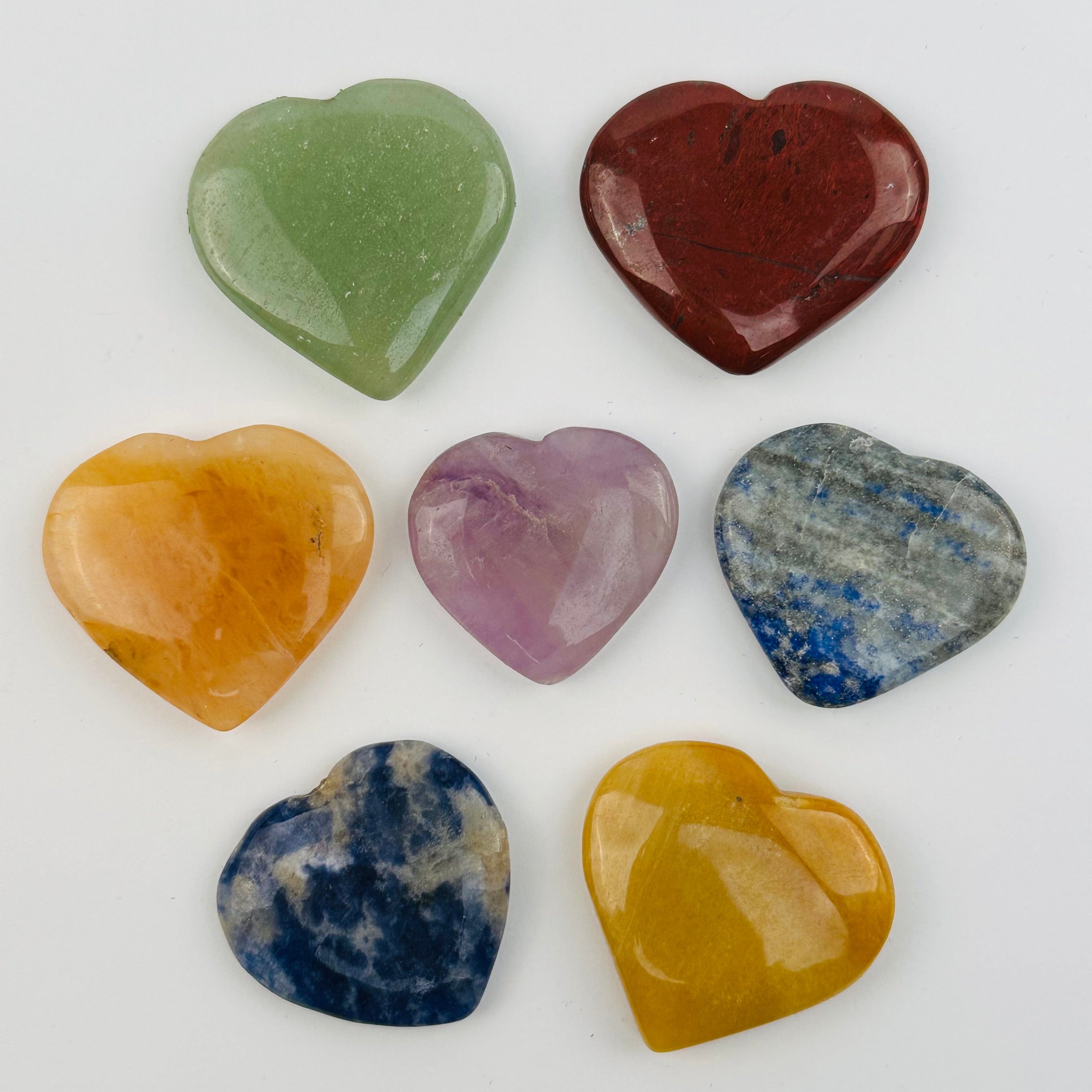 Chakra Stones - Heart Shaped Chakra Stone - Chakra Heart Set - (RK8B15)