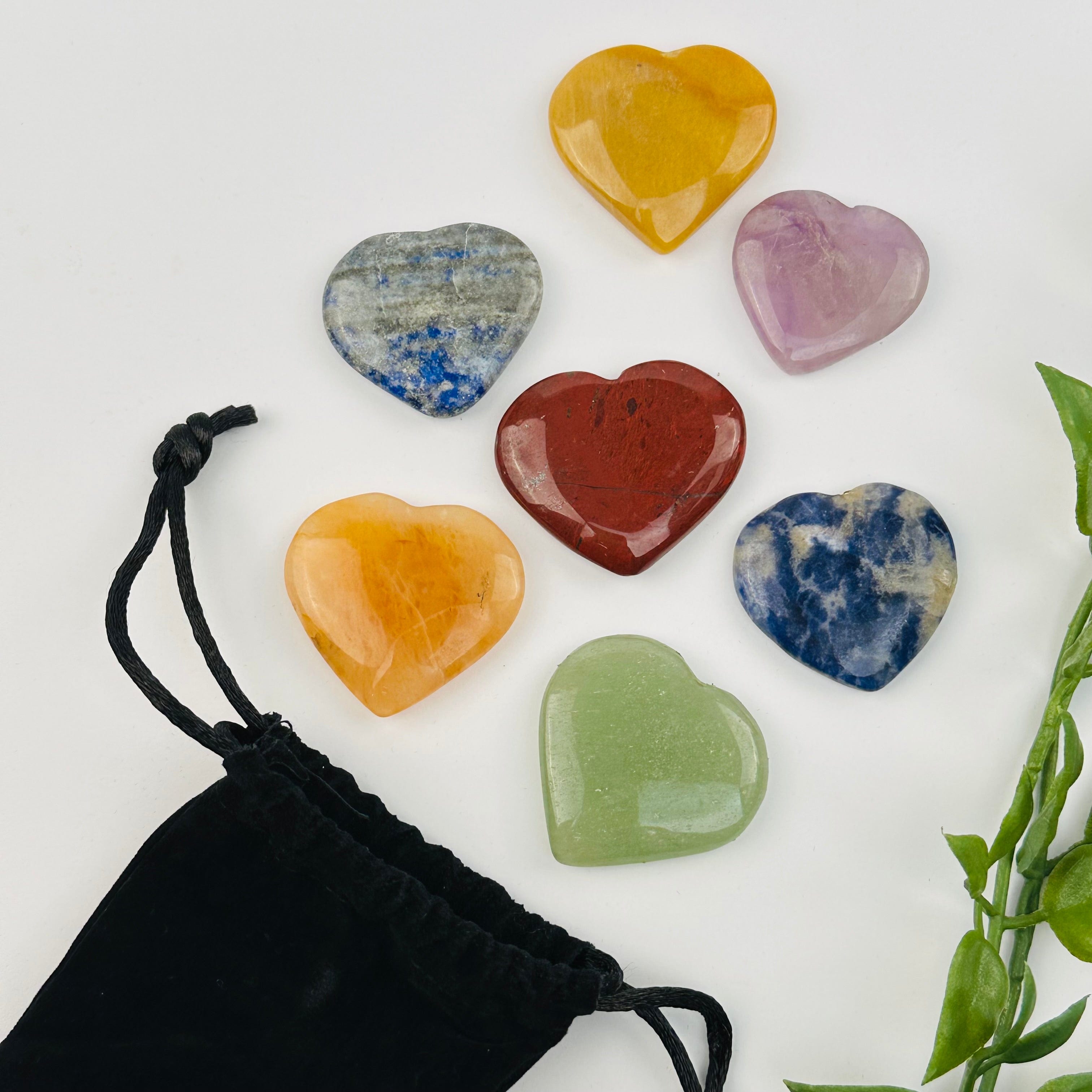 Chakra Stones - Heart Shaped Chakra Stone - Chakra Heart Set - (RK8B15)