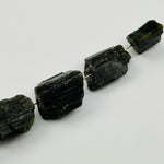 5pc Black Tourmaline Beads Rough Stone Center Drilled -