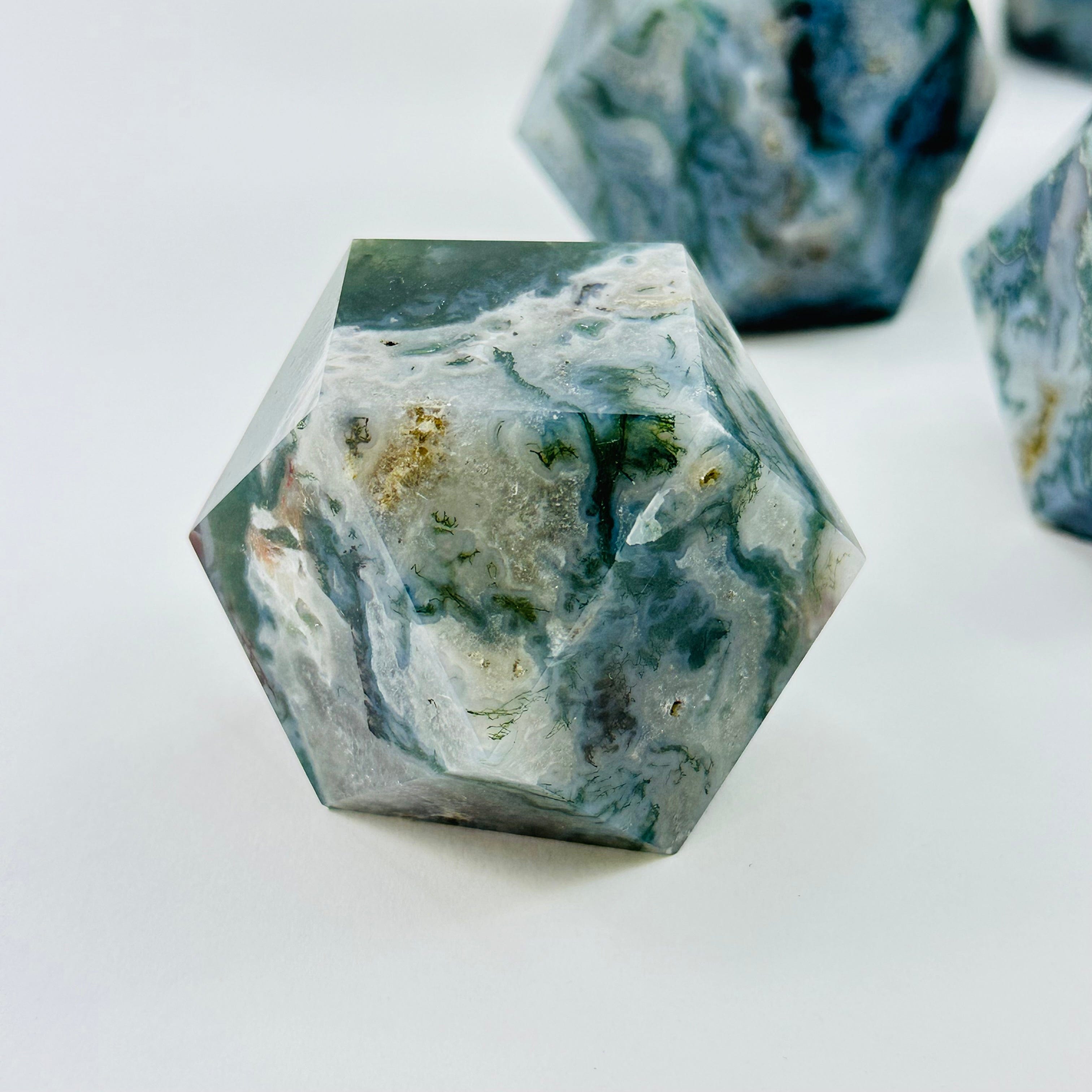 Moss Agate Geometric Crystals Spiritual Stones - By Weight -