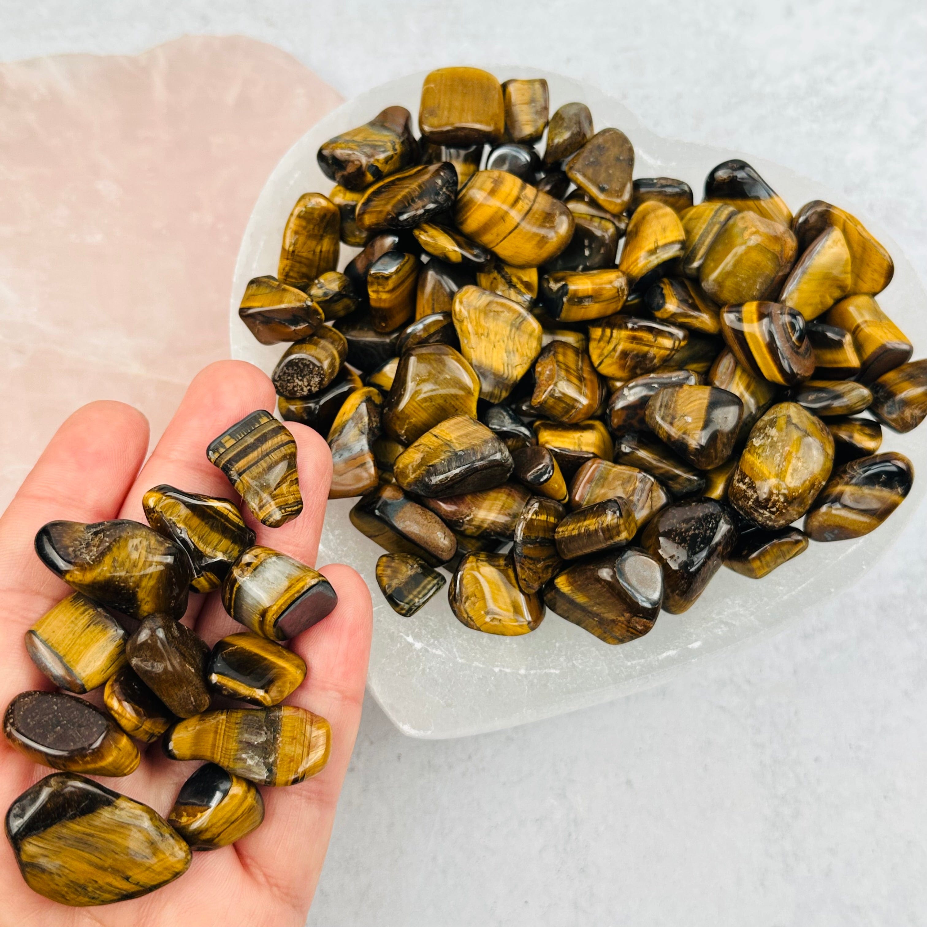 1 lb Bag Tiger Eye Crystal Small Tumbled Stones