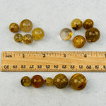 5pc Gold Rutilated Crystal Quartz Spheres - High Quality -