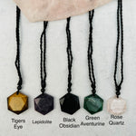 Crystal Gemstone Hexagon Healing Stone Necklace