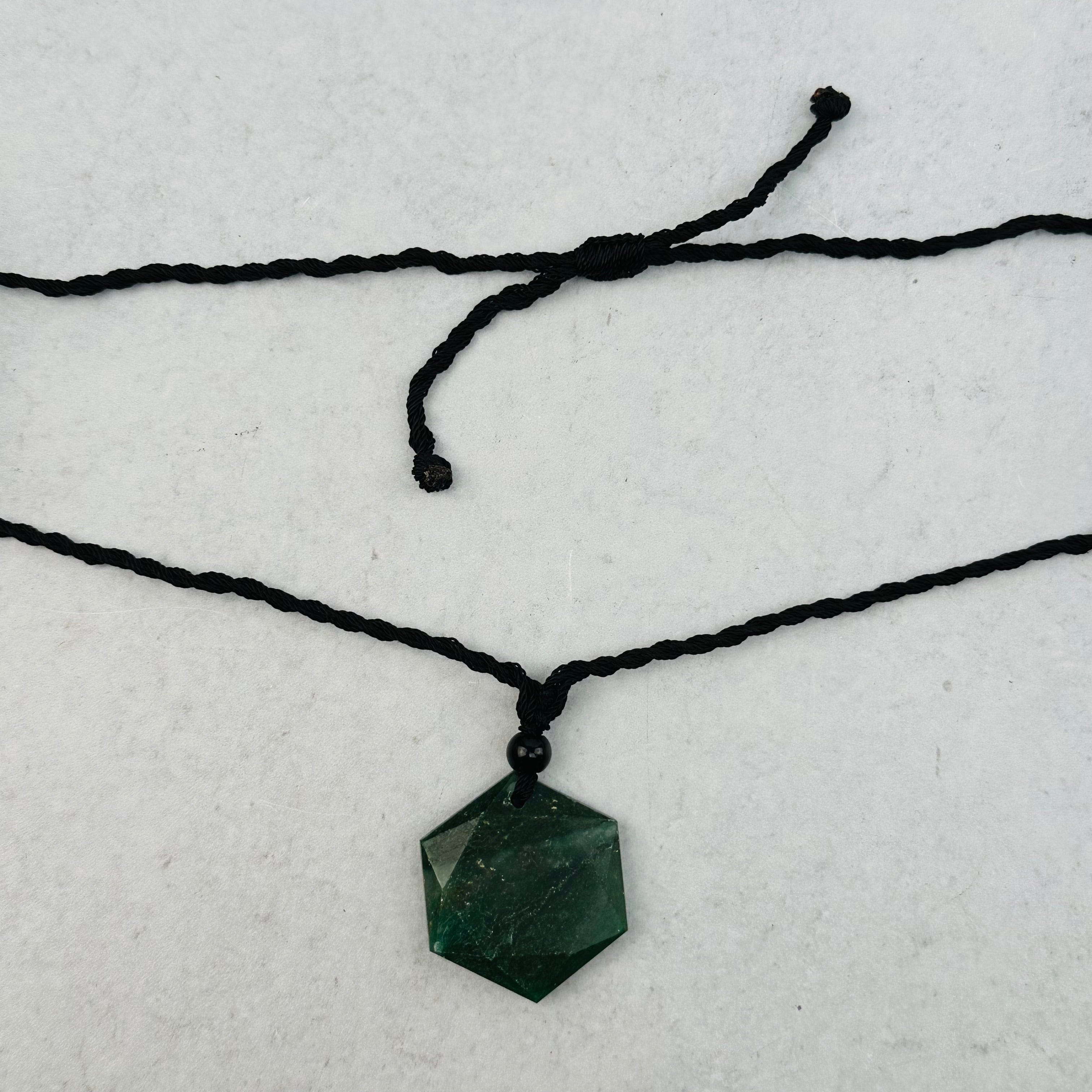 Crystal Gemstone Hexagon Healing Stone Necklace