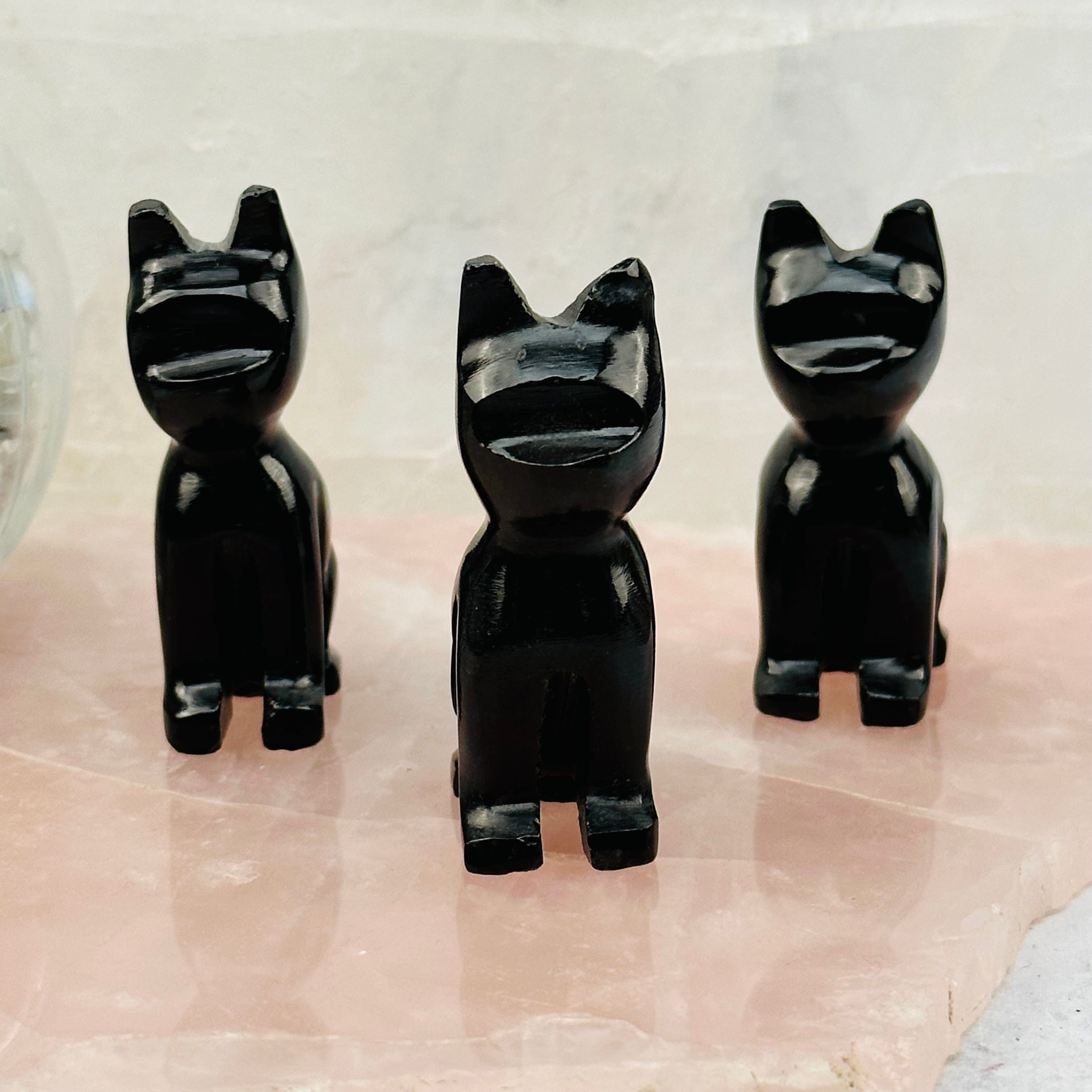 Black Onyx Gemstone Cat - Crystal Cat -