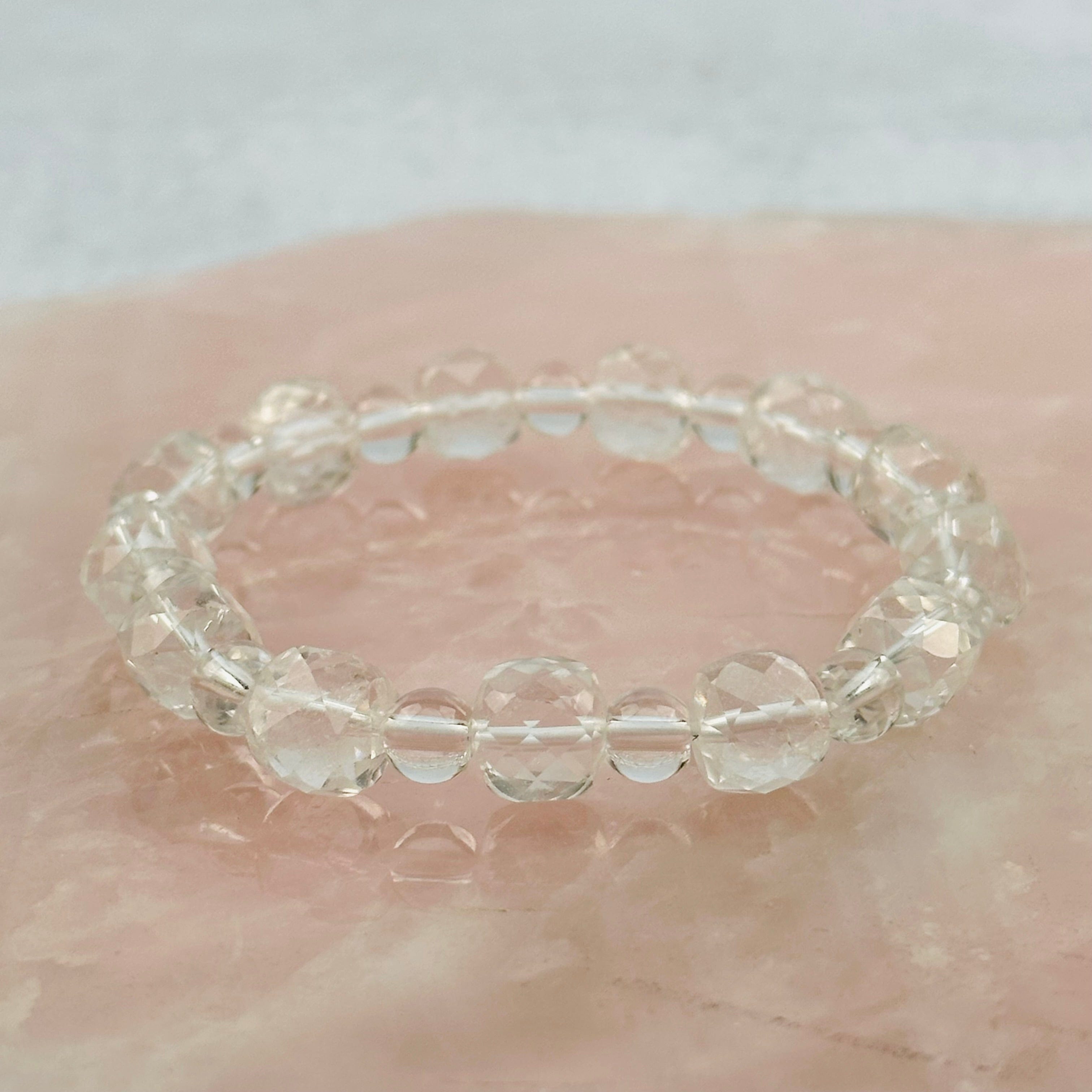 Crystal Quartz Faceted Bead Bracelet - Crystal Jewelry -