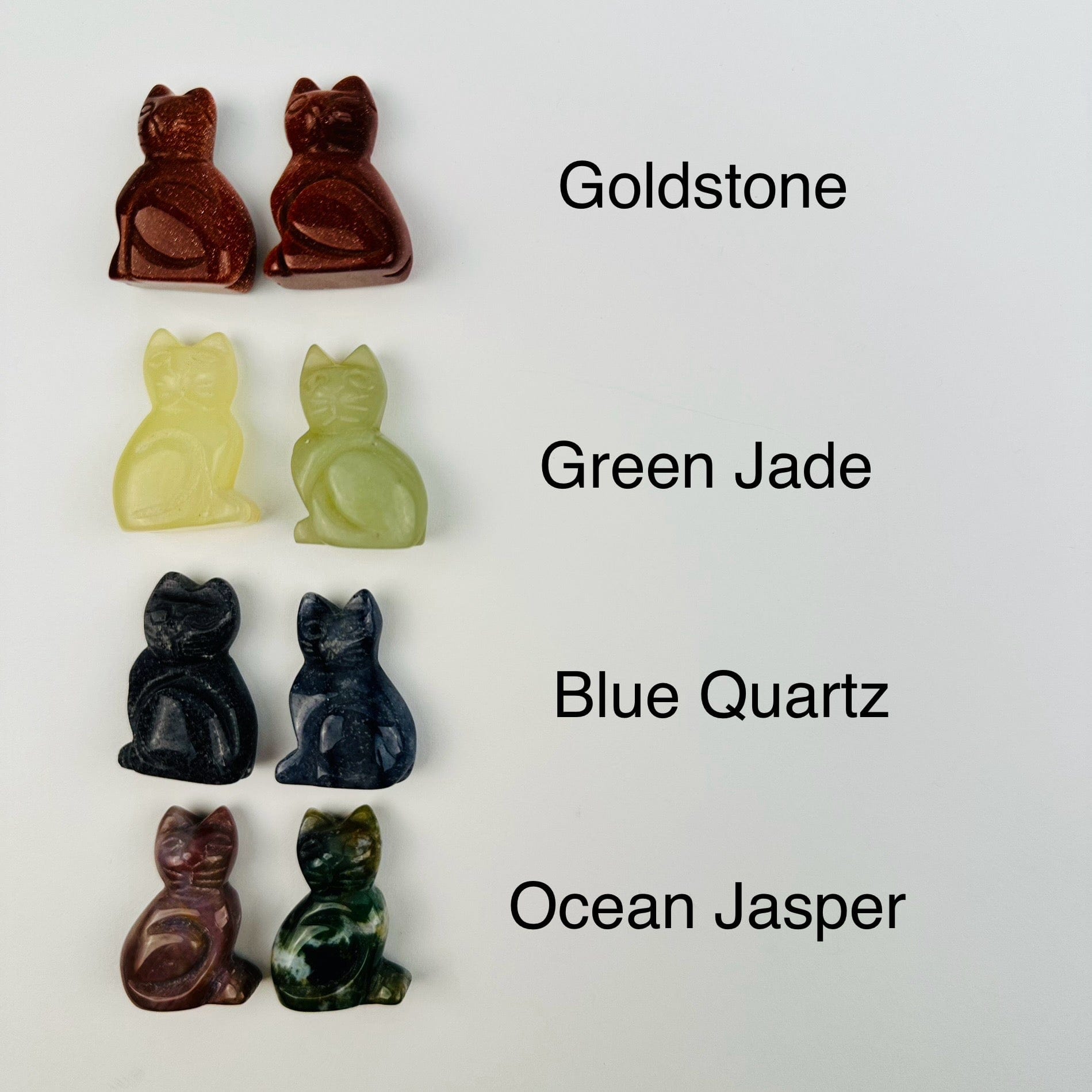 Gemstone Cat - Sitting Cat - Carved Stone - You Select the Gemstone -