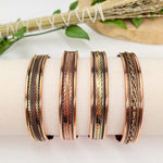 4 Piece Set Copper and Brass Bracelet Set