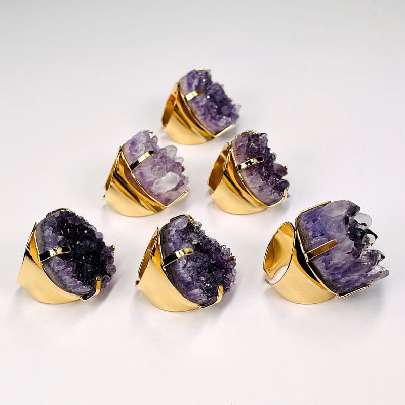 Amethyst Cluster Statement Adjustable Ring