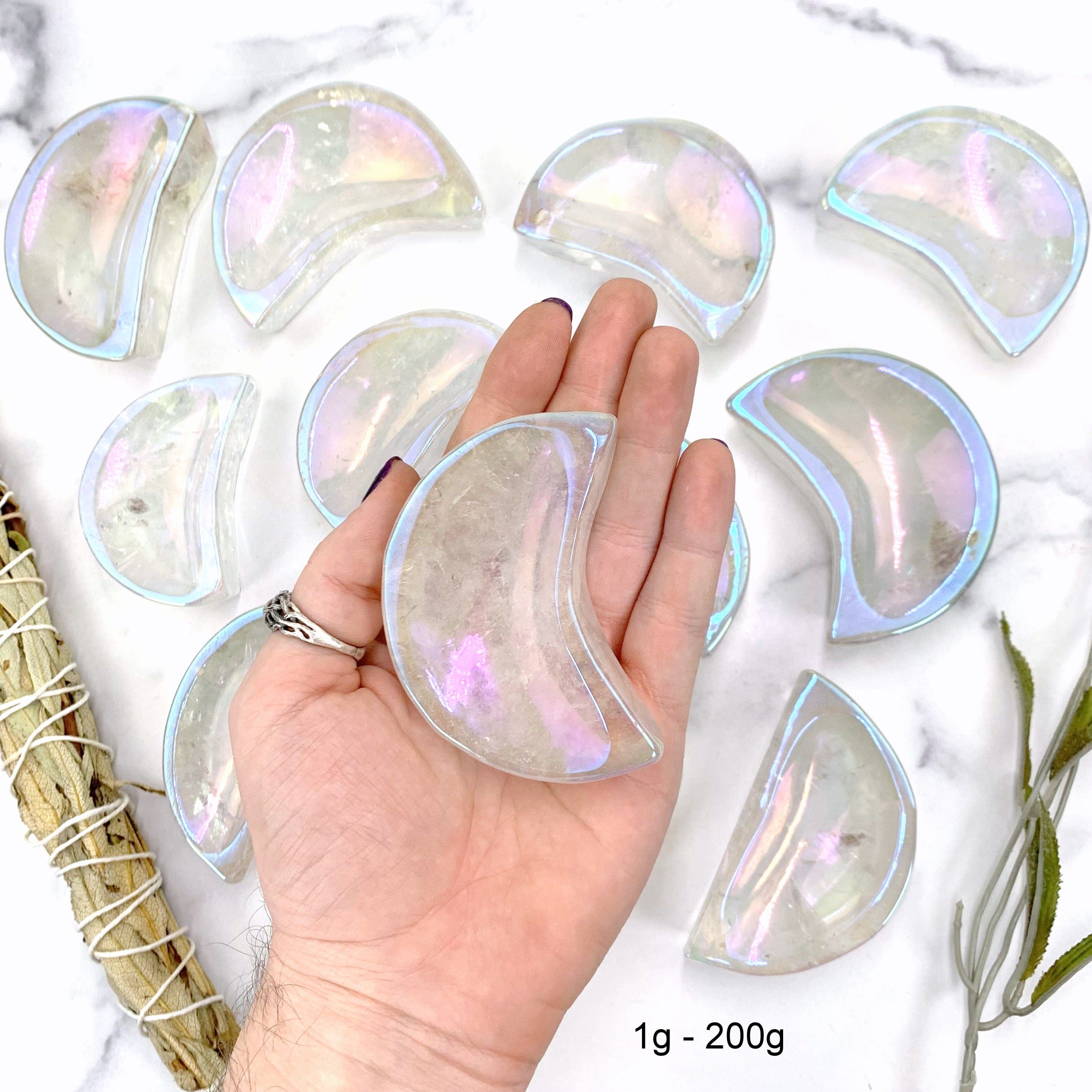 Angel Aura Crystal Quartz Moon Bowls