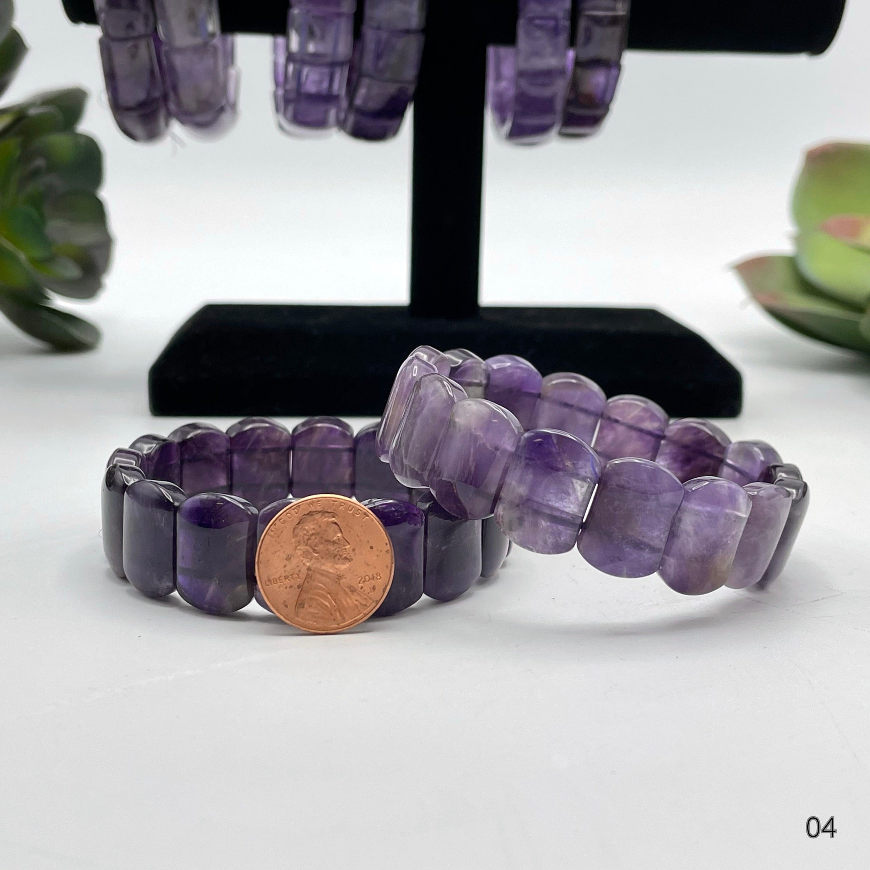 Amethyst Square Bead Bracelet