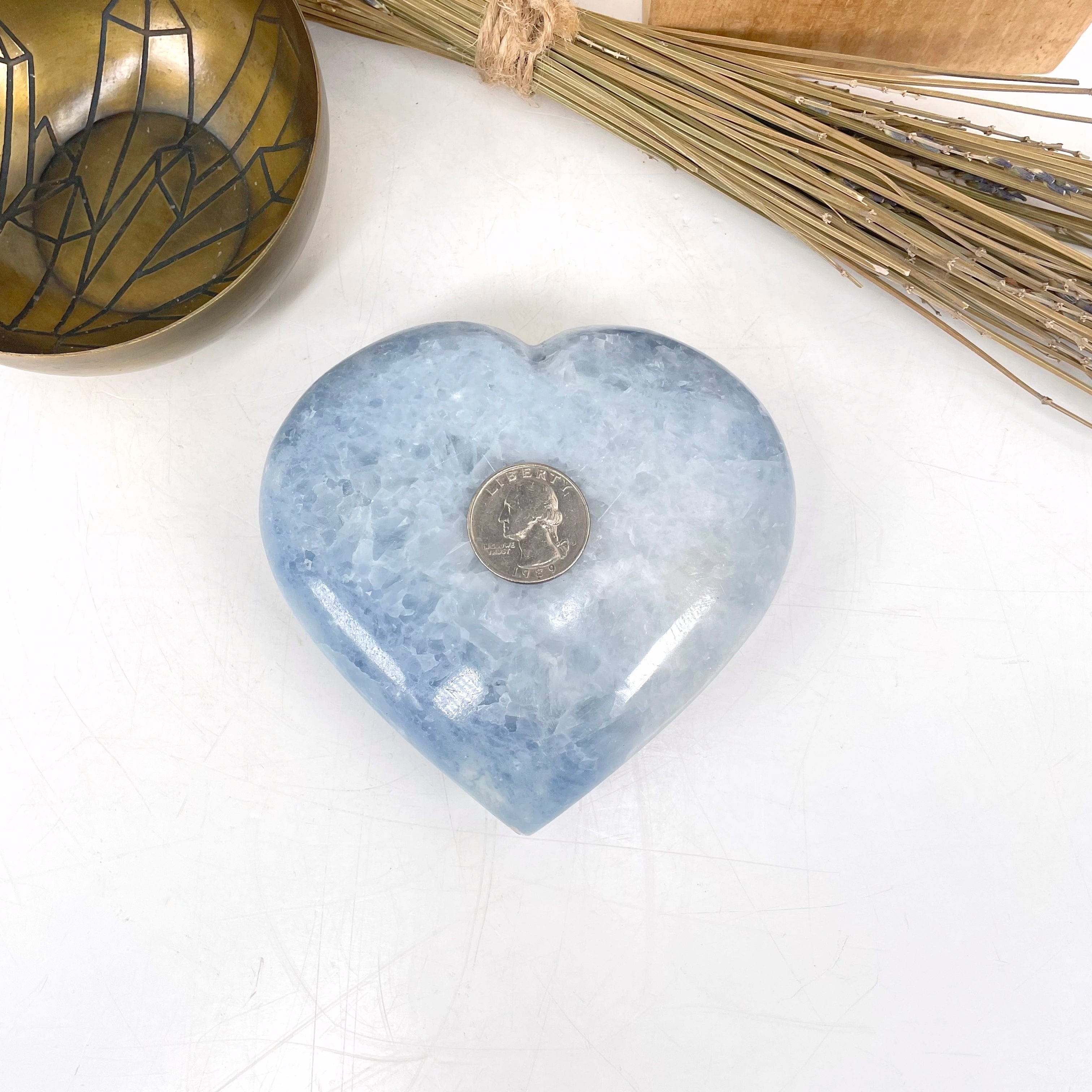 Blue Calcite Polished Heart - OOAK